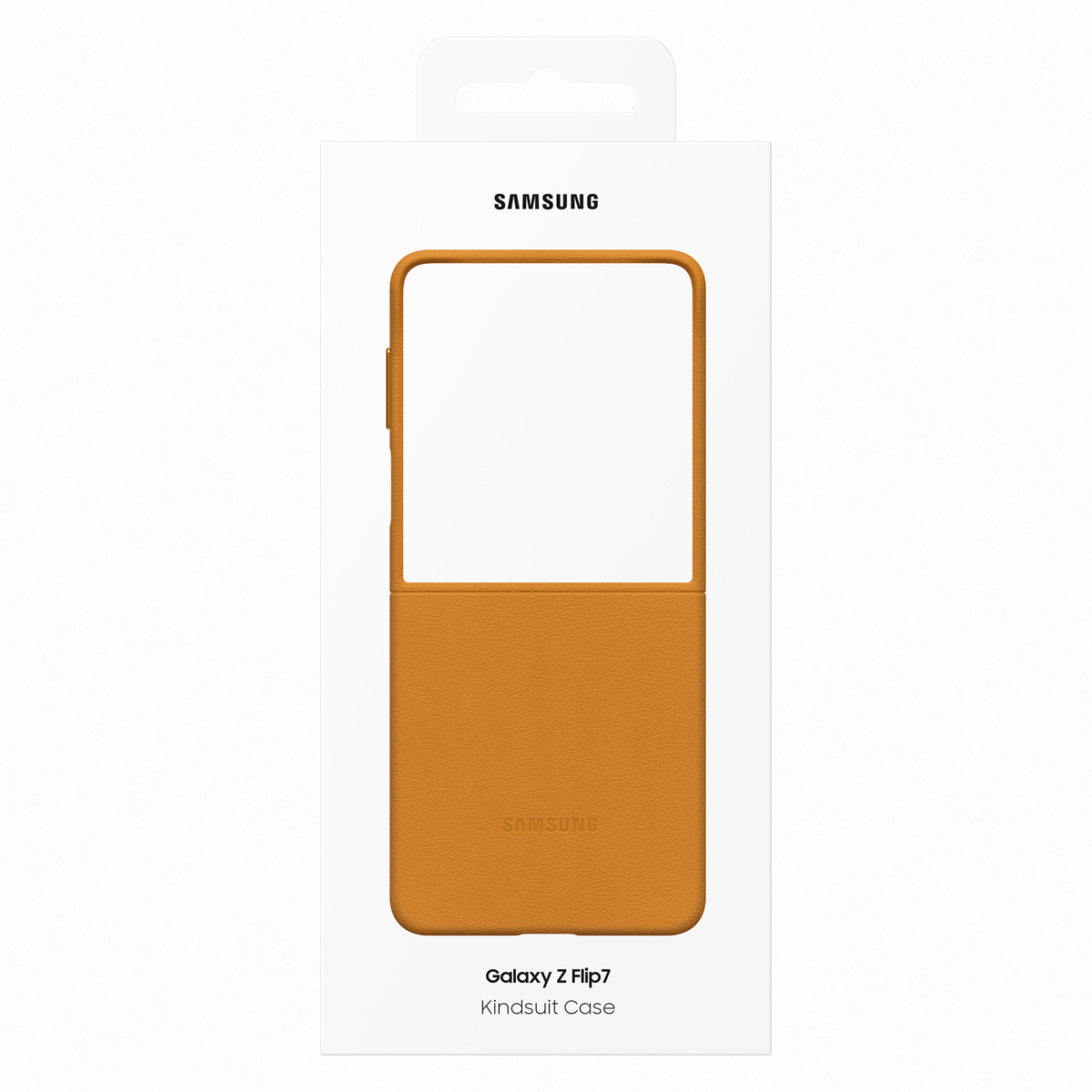 Orange Samsung Galaxy Z Flip7 Kindusit Hülle in Verpackung.