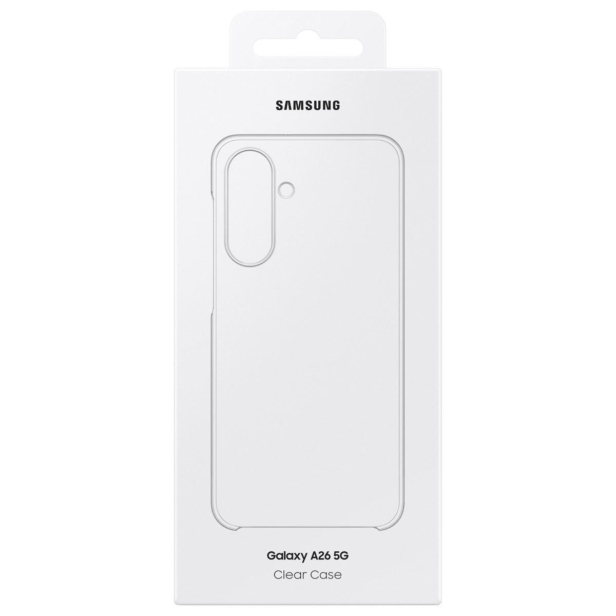 Samsung Galaxy A26 5G Hülle, klare Schutzhülle in weißer Verpackung.