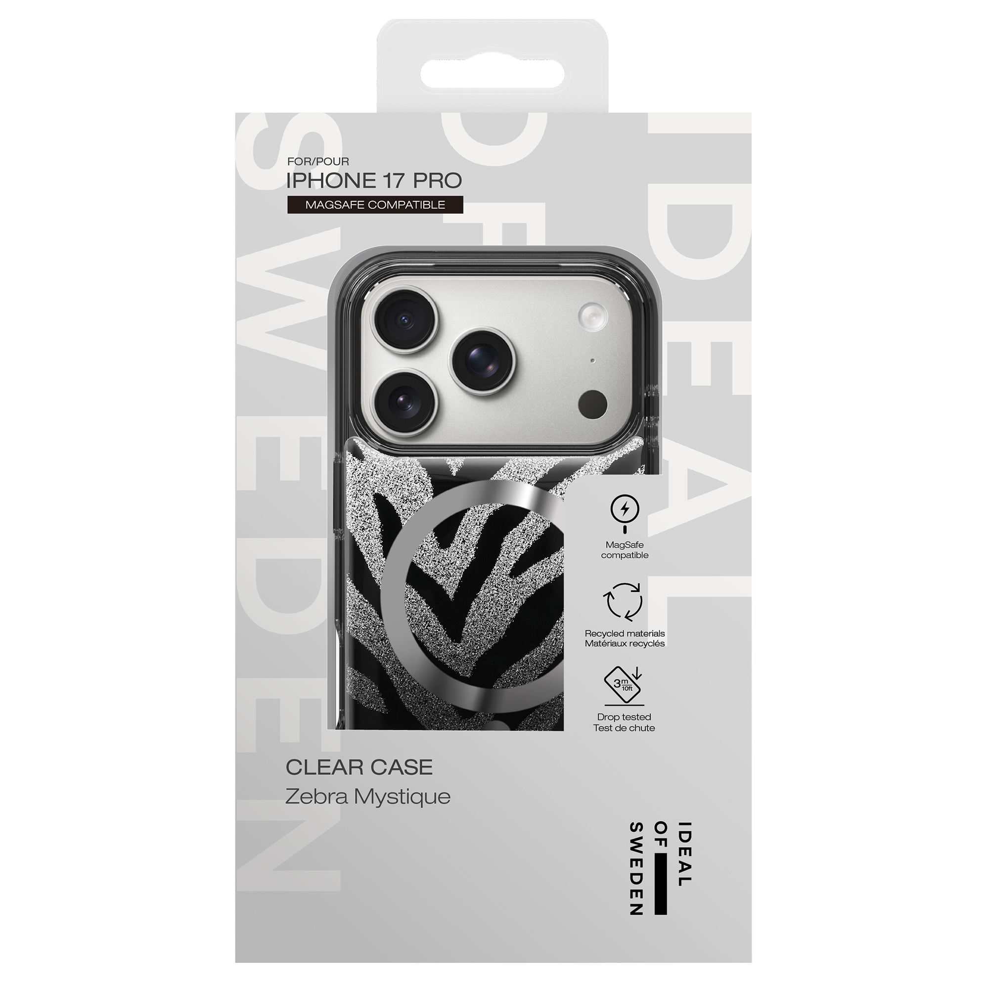 iPhone 14 Pro Hülle mit Zebra-Muster, MagSafe-kompatibel, recycelt.