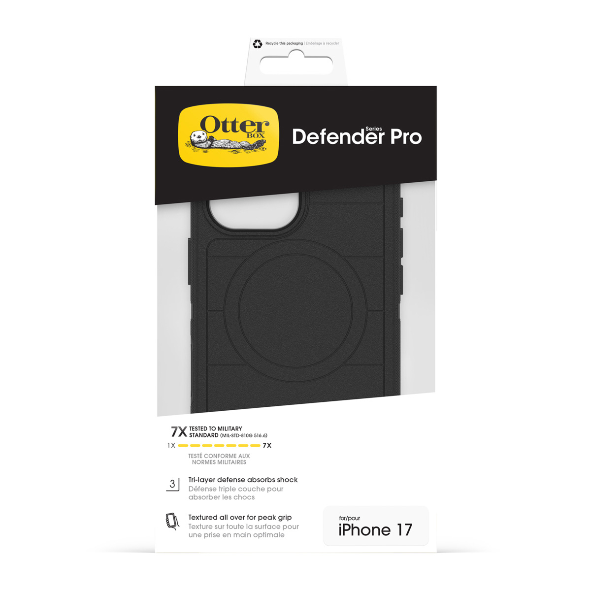 OtterBox Defender Pro hoesje voor iPhone 17, militair getest, schokabsorberend.