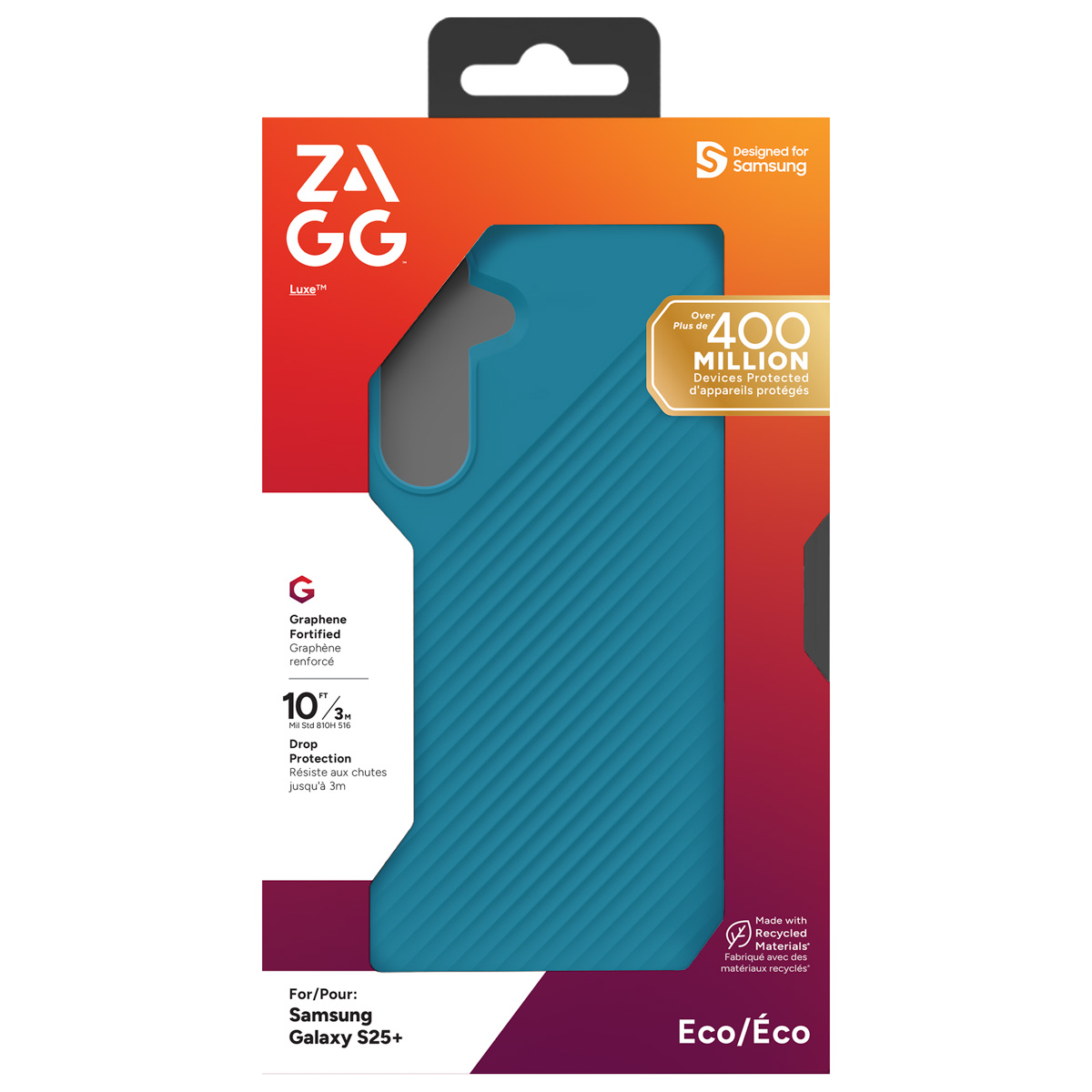 Coque bleue pour Samsung Galaxy S25+ avec fortification en graphène, protection 3m.