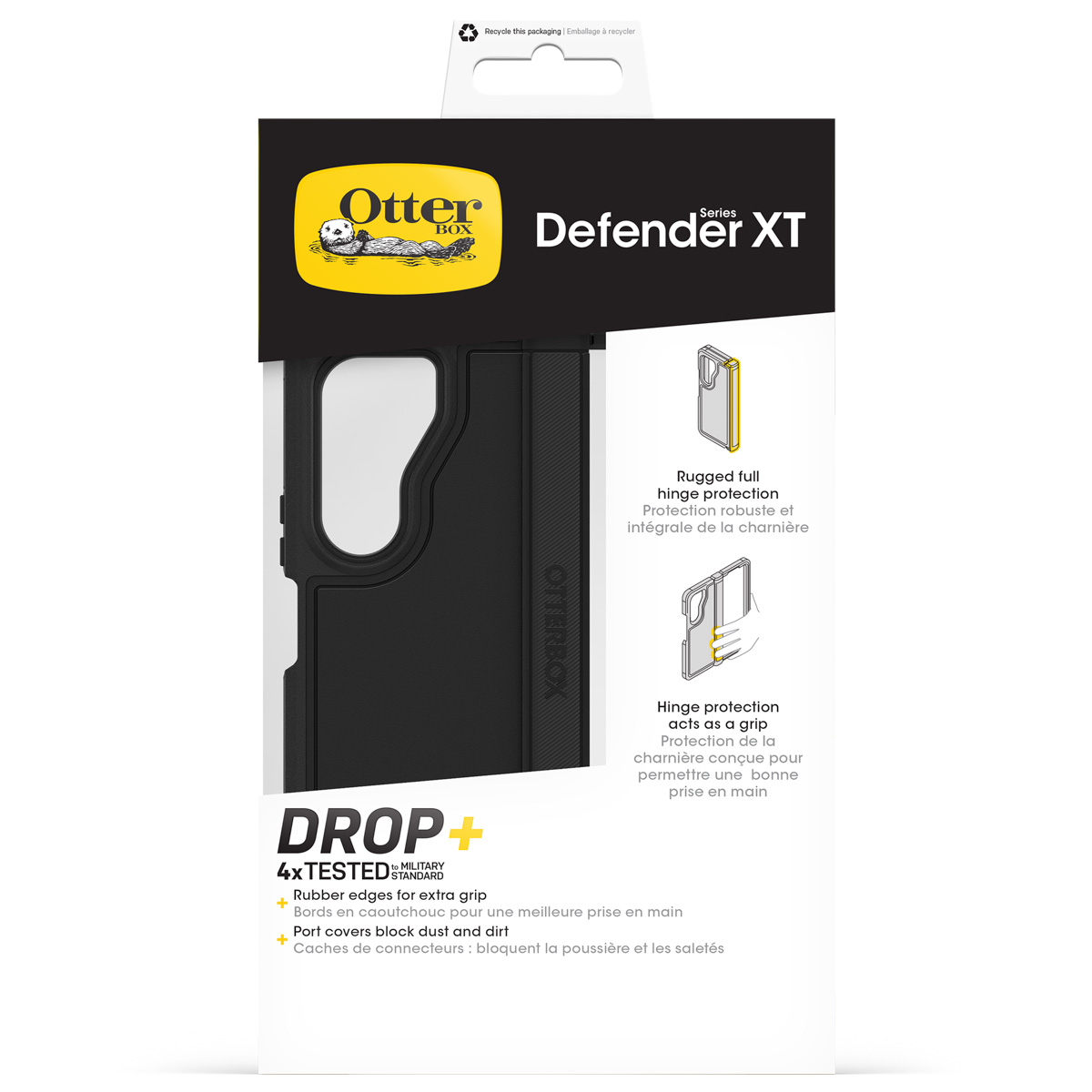 Custodia OtterBox Defender XT con protezione robusta cerniera e bordi in gomma.