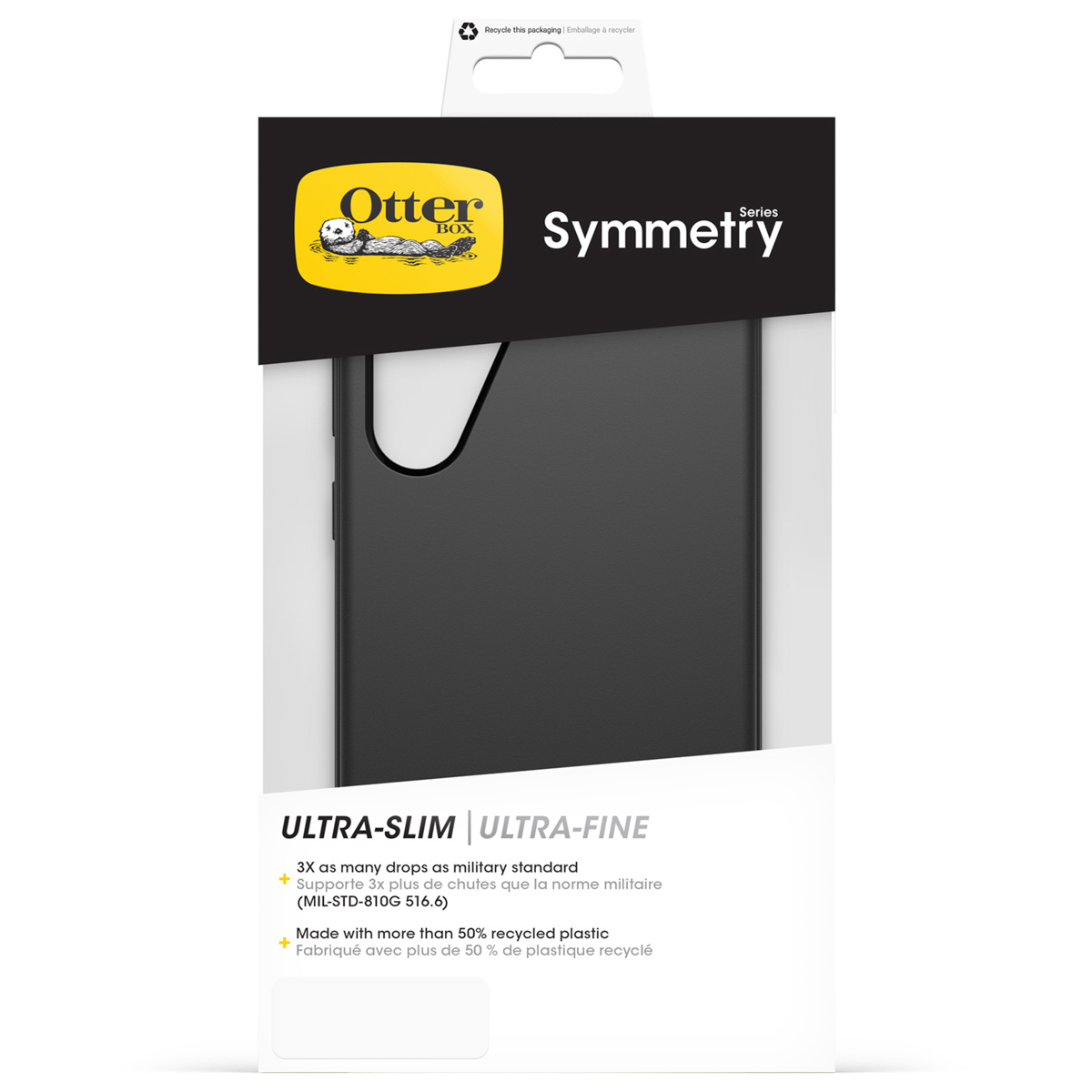 OtterBox Symmetry telefoonhoesje, ultradun, zwart, gerecycled.