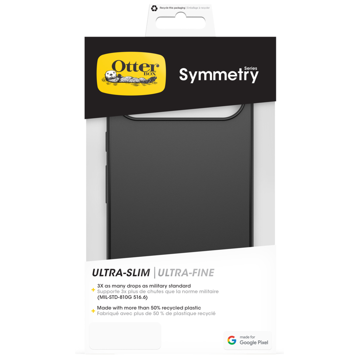 OtterBox Symmetry hoesje voor Google Pixel. Zwart, ultradun, 3x valbescherming.