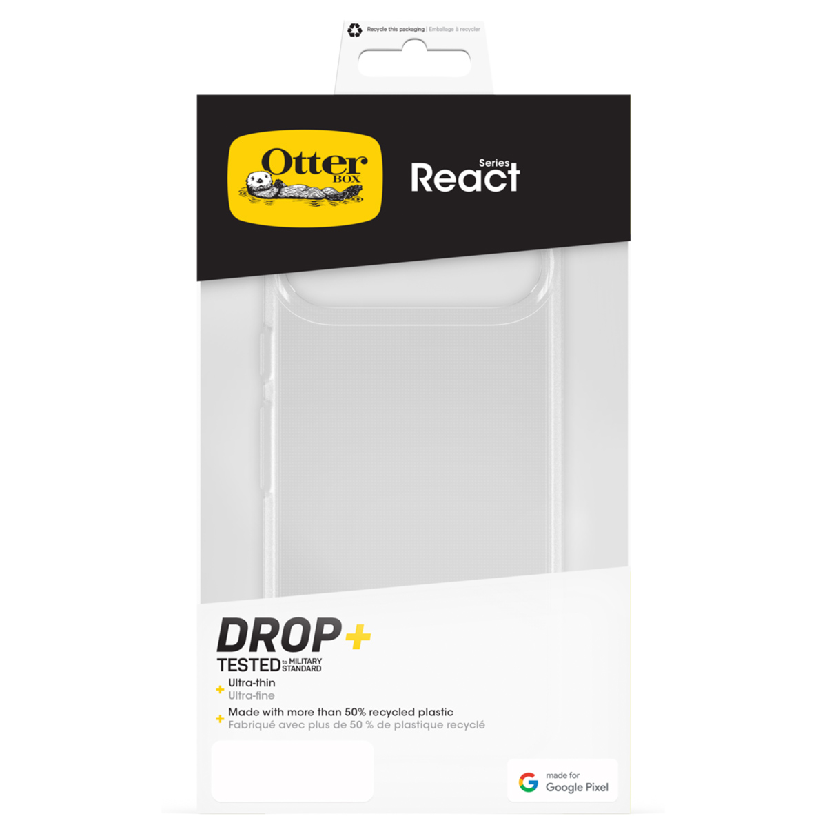 Custodia OtterBox React per Google Pixel, ultrasottile, plastica riciclata.