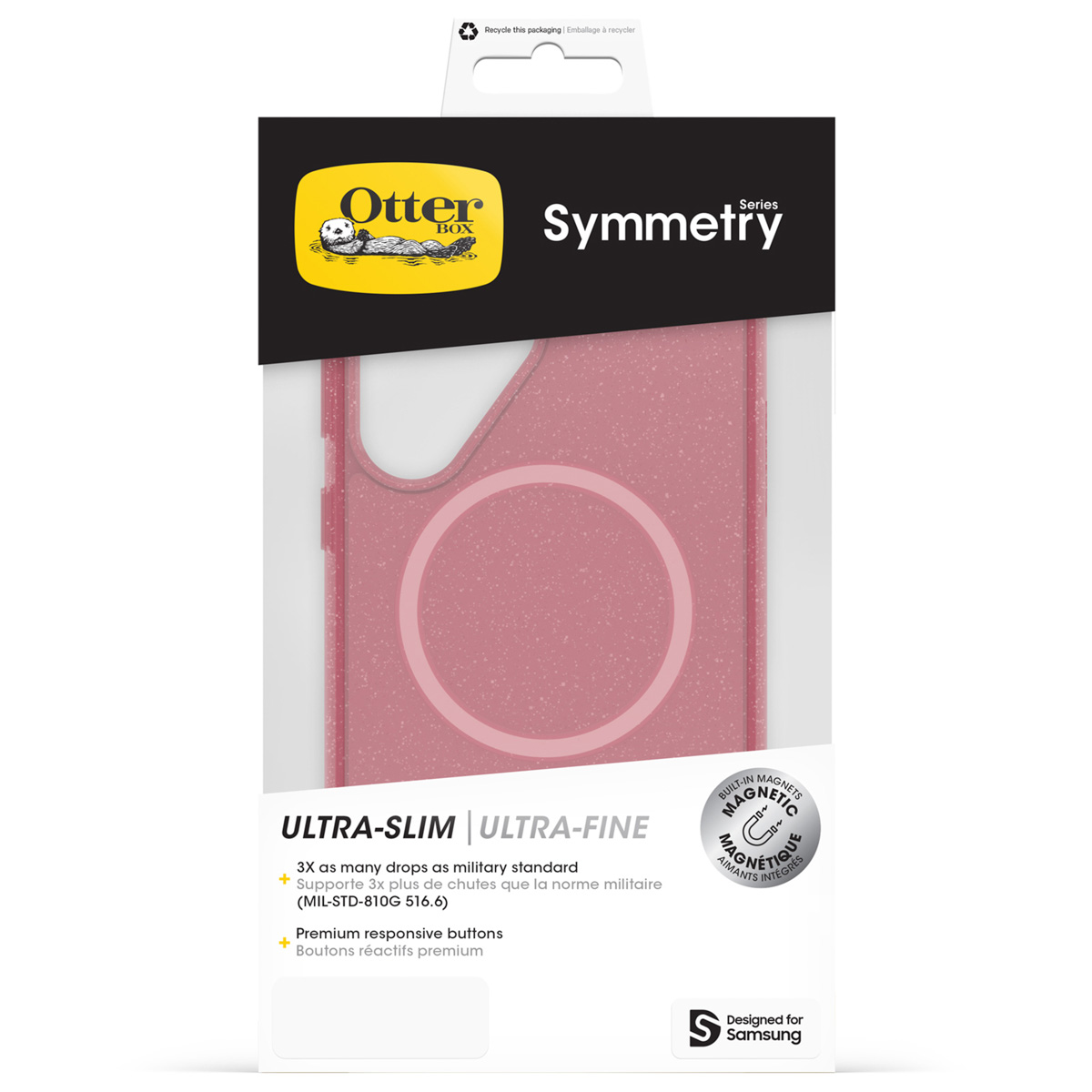 OtterBox Symmetry hoesje in roze met magneten. Ultradun.