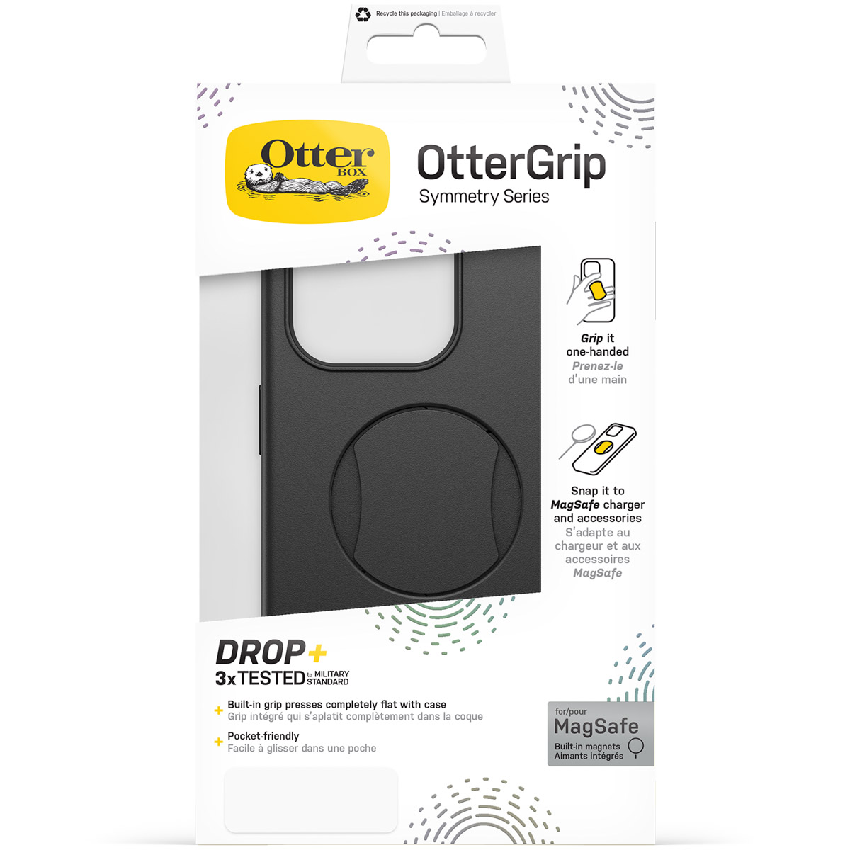 Coque OtterGrip avec MagSafe. Noire, plate, magnétique.