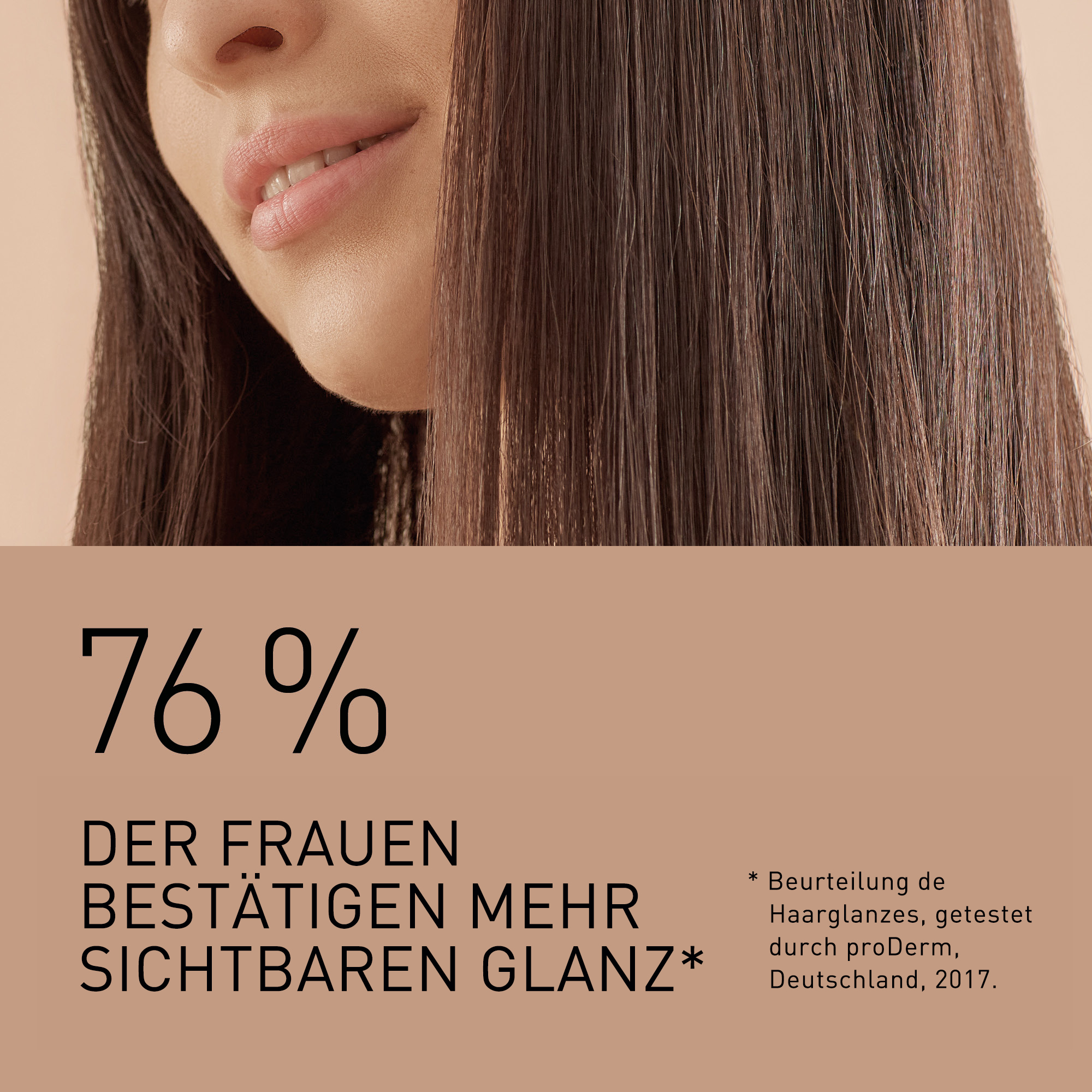 76% der Frauen bestätigen mehr sichtbaren Glanz. Getestet von proDerm.