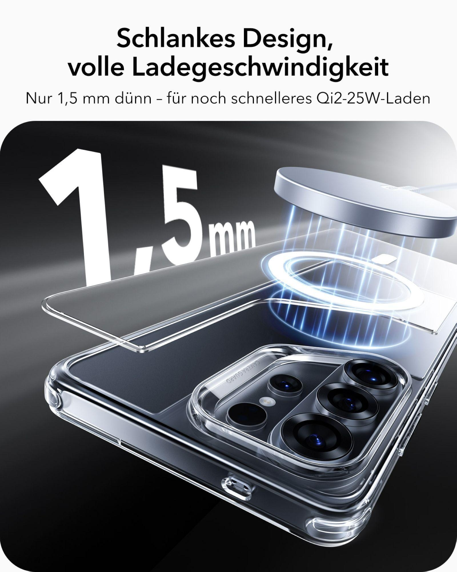 Schlankes Handycase mit Qi2-Ladegerät. 1,5 mm dünn.