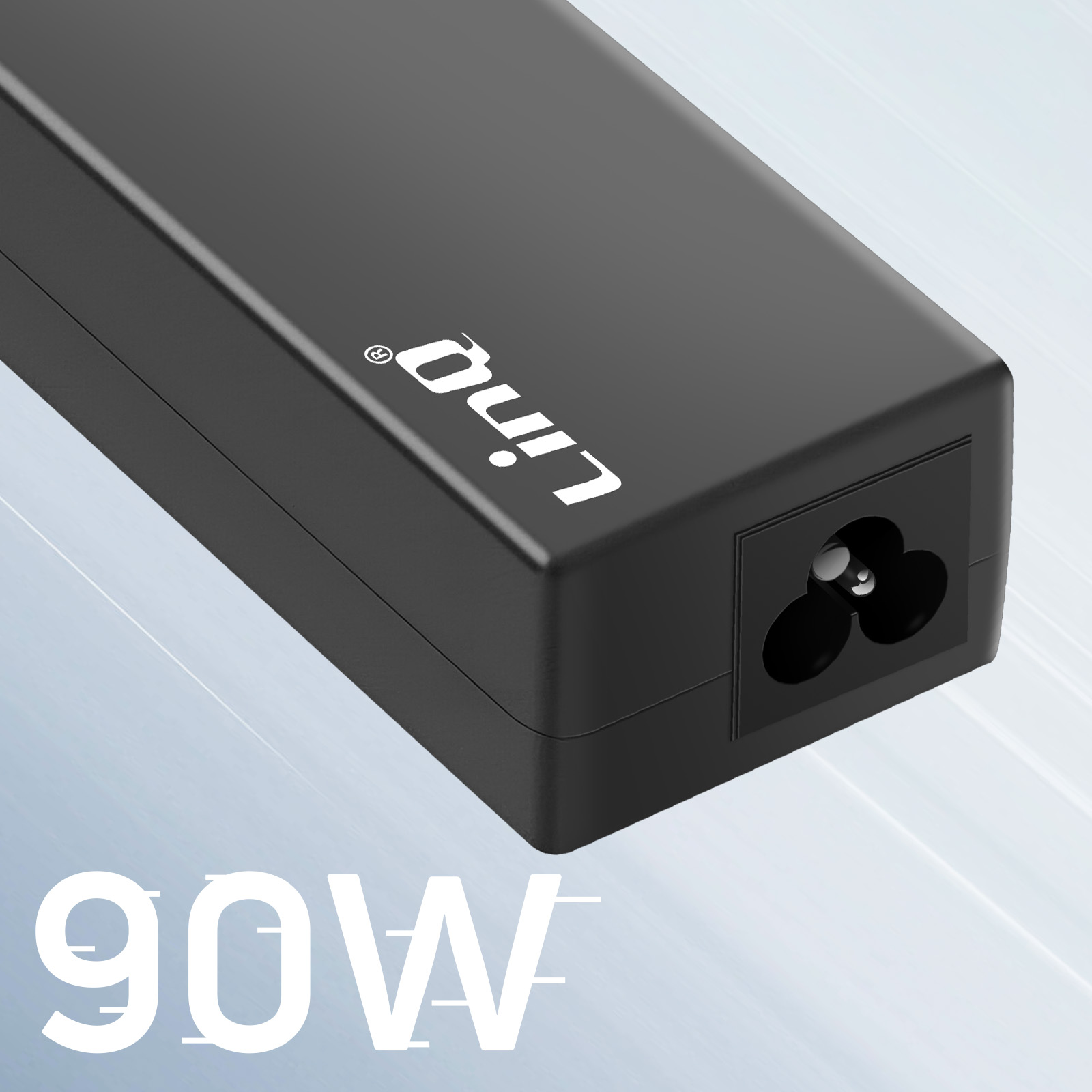Alimentatore nero da 90W con connettore femmina.