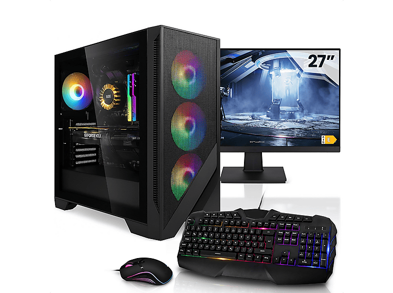 AURUMPC Komplett Set AMD Ryzen 5, Gaming PC Ryzen™ 5 7600X Prozessor, 16 GB RAM, 1000 GB SSD, NVIDIA GeForce RTX™ 5060 Ti, Windows 11