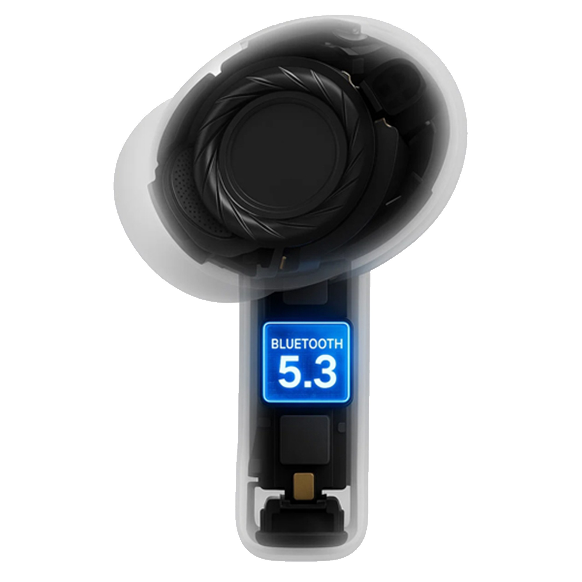 Bluetooth 5.3 göstergeli kulaklığın kesit görünümü.
