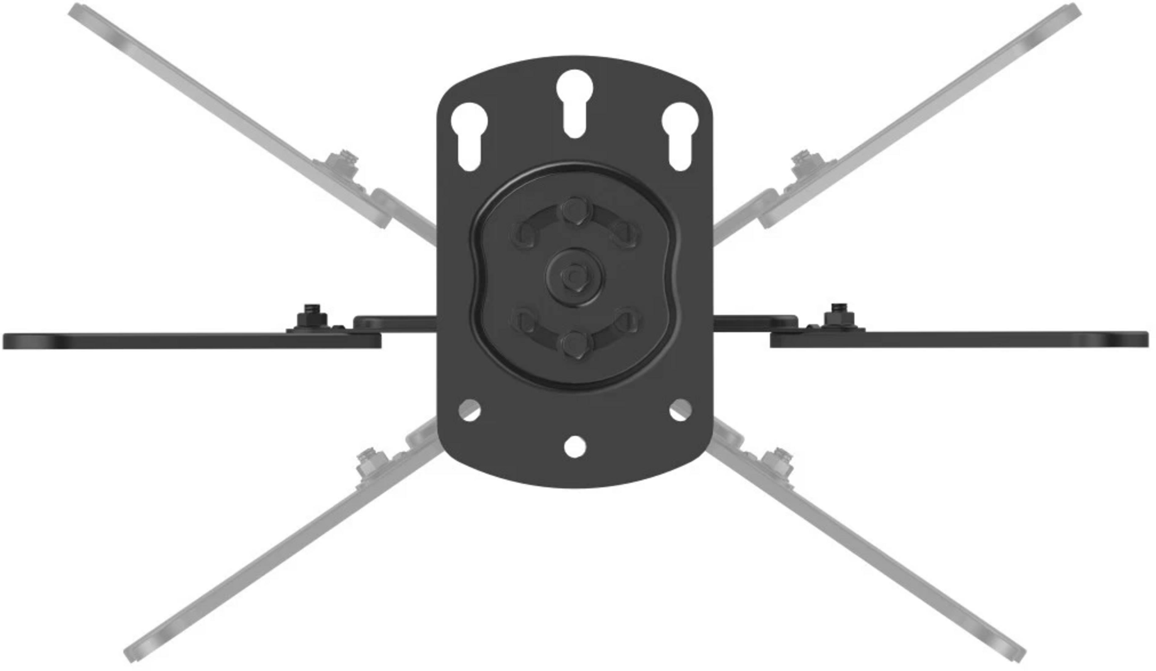 Czarny uchwyt ścienny z regulowanymi srebrnymi ramionami na białym tle.