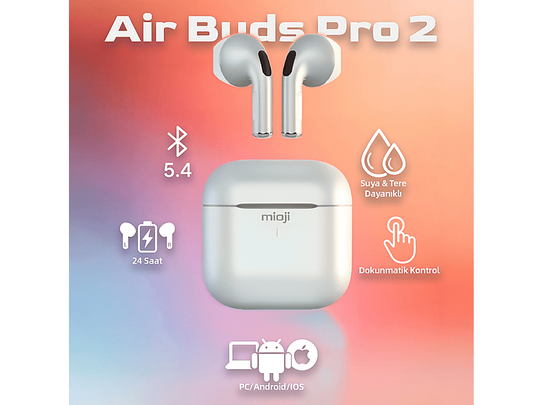MIOJI Air Buds Pro 2 IOS Android PC Uyumlu Kablosuz Bluetooth