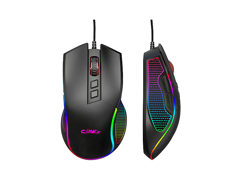 CLAW'S Crossfire V1 12800 Dpi Full Wide RGB Özel ABS Doku Wired Gaming Mouse Black