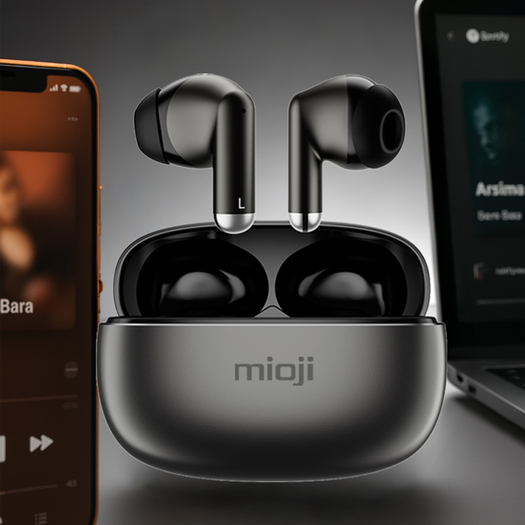 MIOJI Air Buds 3 IOS Android PC Uyumlu Kablosuz Bluetooth Kulaklık Siyah