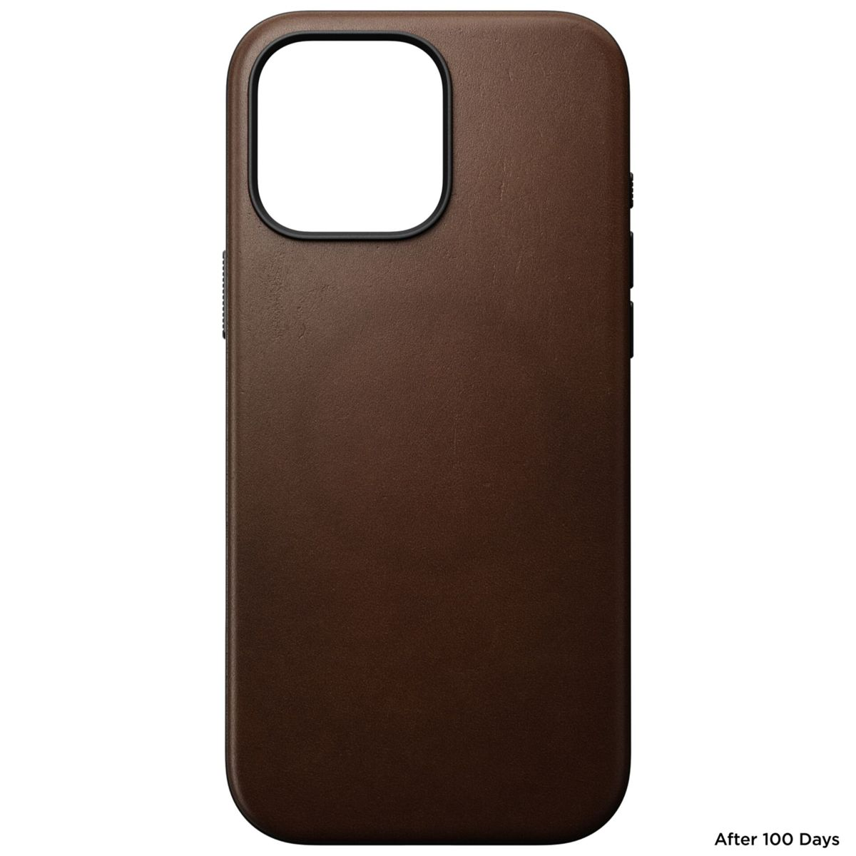 Braune Handyhülle mit Kameraausschnitt, auf weißem Hintergrund.