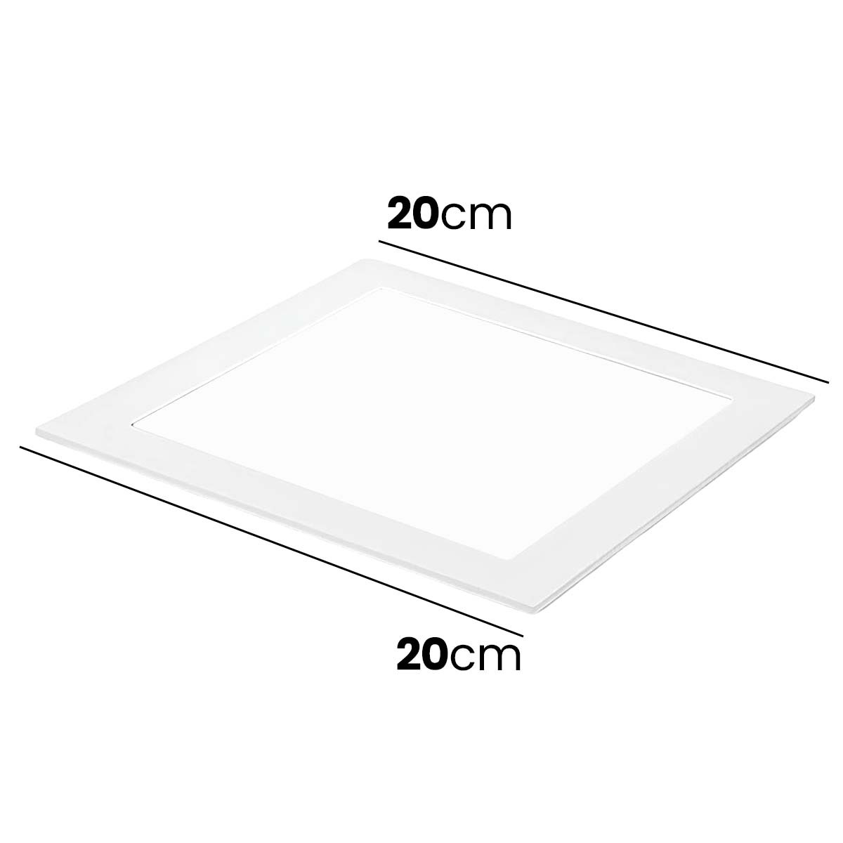 Un marco cuadrado blanco de 20 cm x 20 cm.