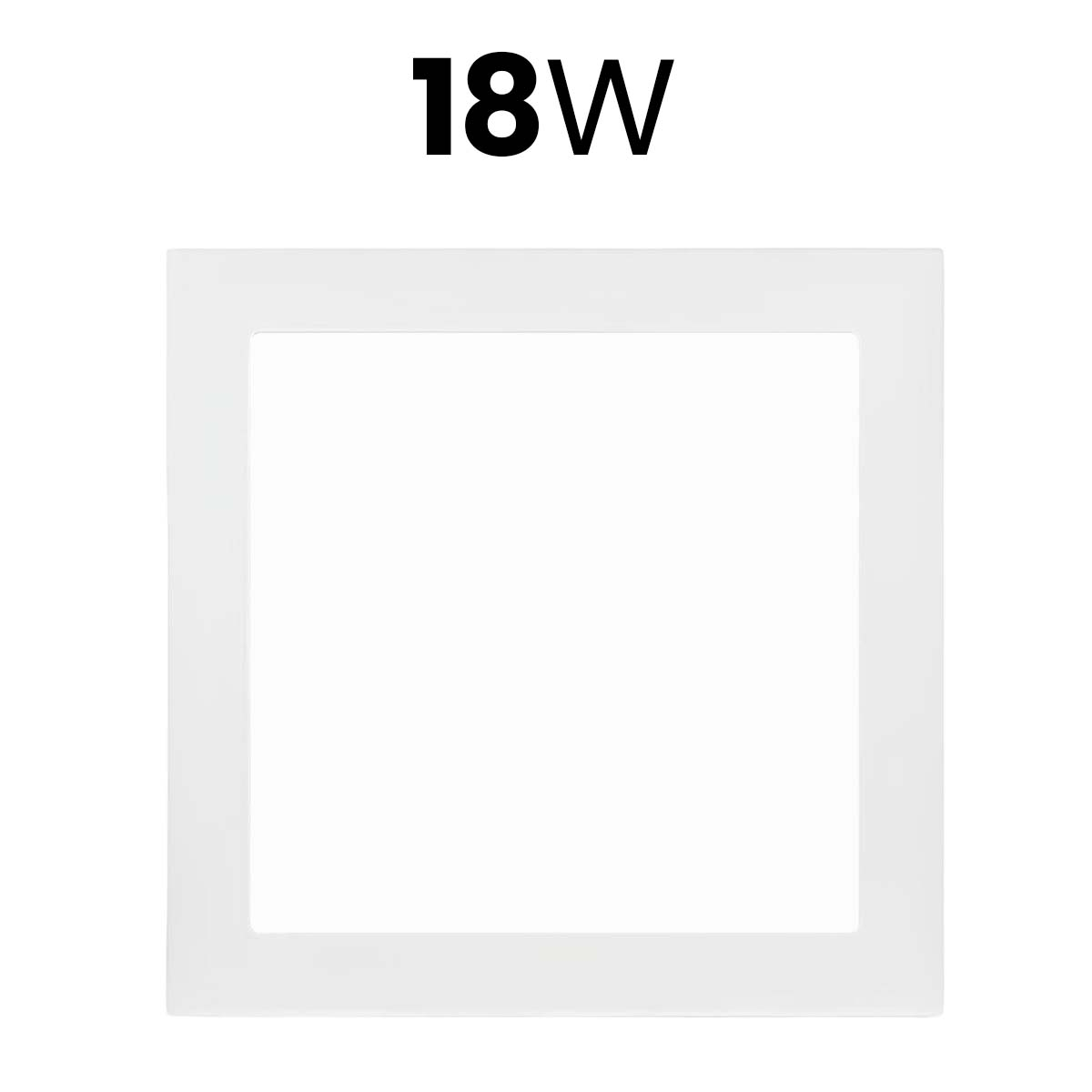 Un marco cuadrado blanco con texto negro '18W' encima.