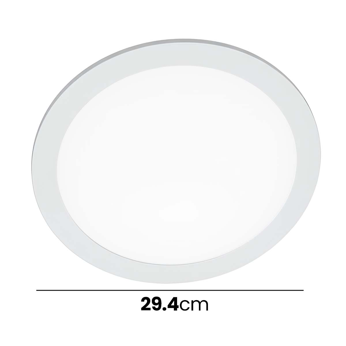 Panel de luz ovalado con borde blanco, mide 29,4 cm.
