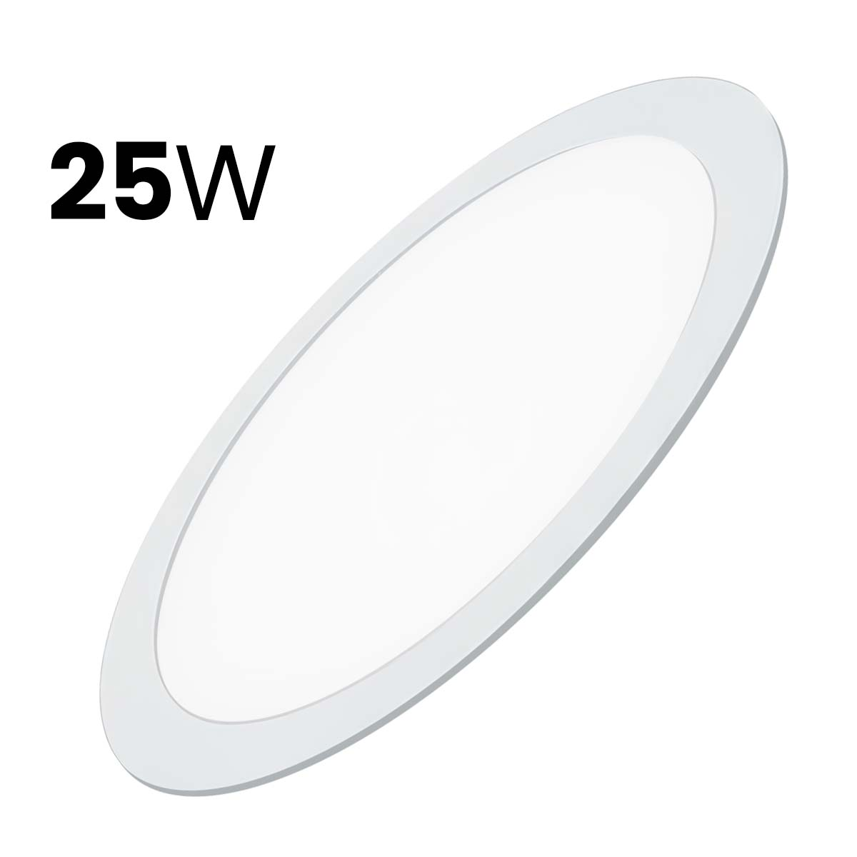 Una lámpara empotrada blanca de 25W de forma ovalada.