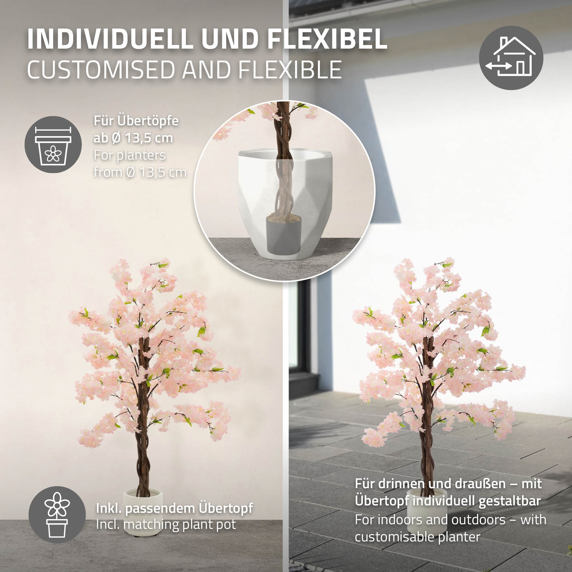 ML-DESIGN Kirschbltenbaum 120 cm Kunstpflanze, Rosa | MediaMarkt