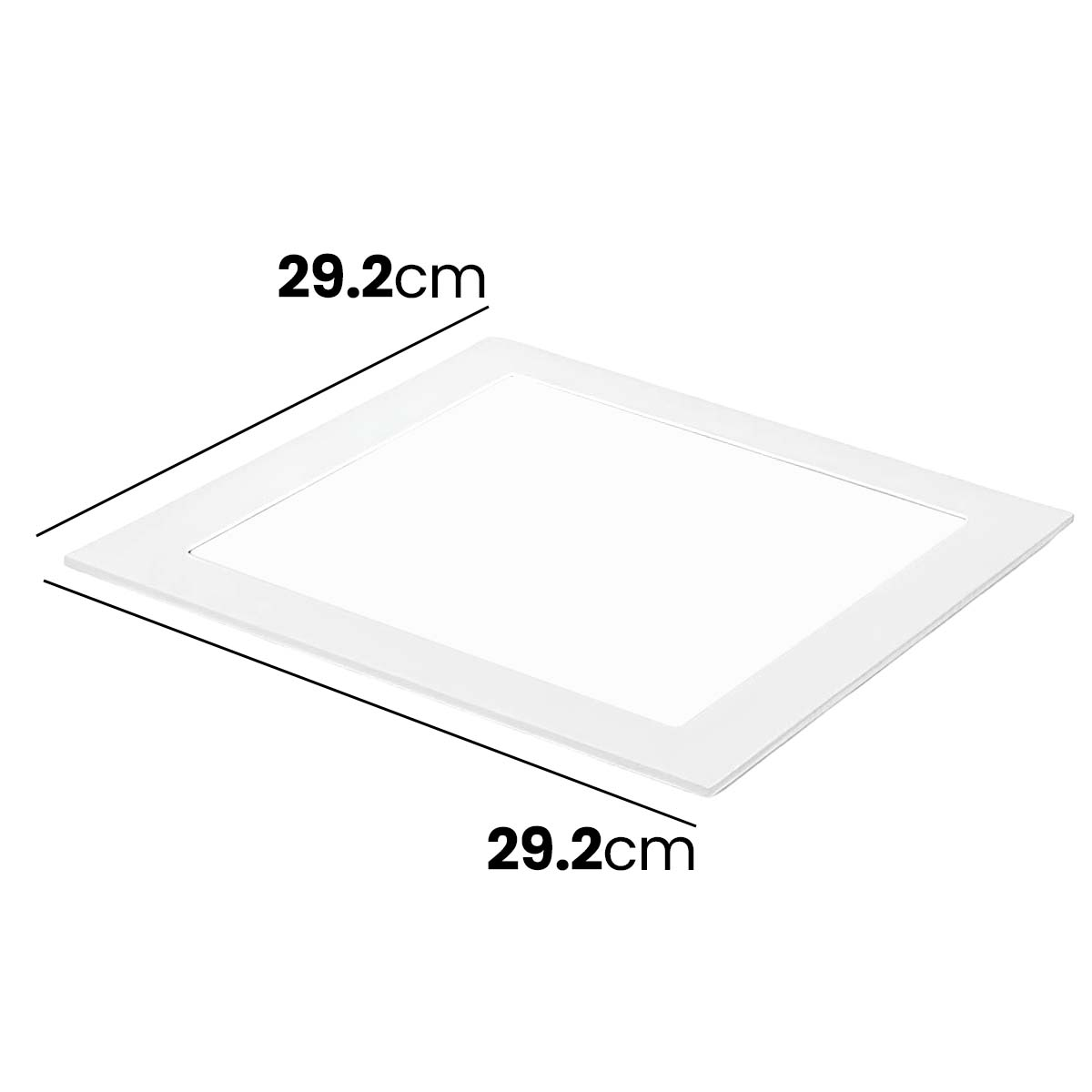 Un marco cuadrado blanco de 29,2 cm por lado.