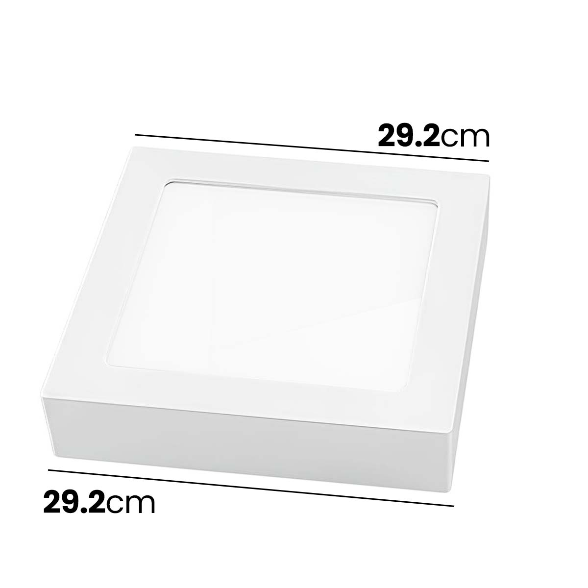 Luminaria cuadrada blanca con dimensiones de 29,2 cm.