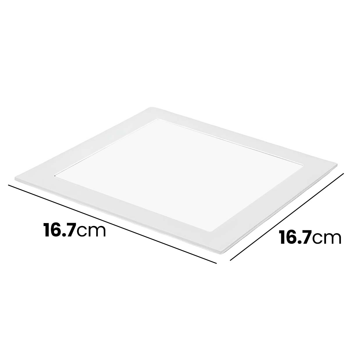 Un marco cuadrado blanco de 16,7 cm por 16,7 cm.