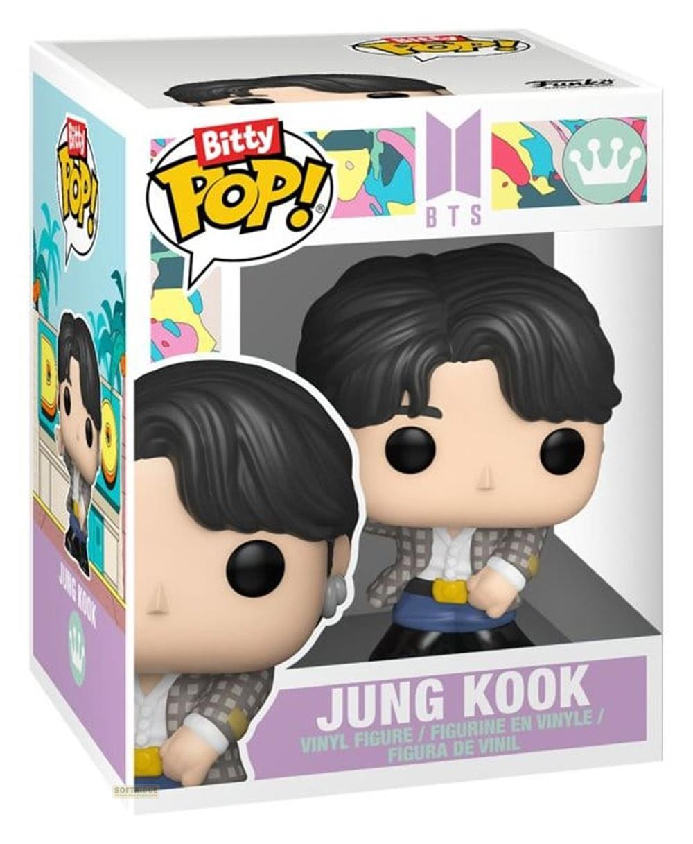 Figura de vinilo Funko Pop! de Jung Kook de BTS con camisa gris.