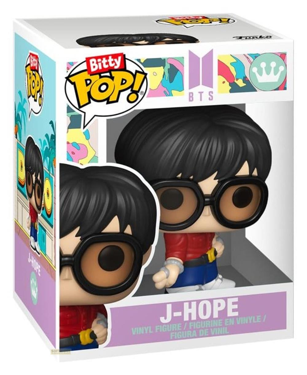 Funko Pop! Vinyl Figur von J-Hope aus BTS in einer Verpackung mit tropischem Design.