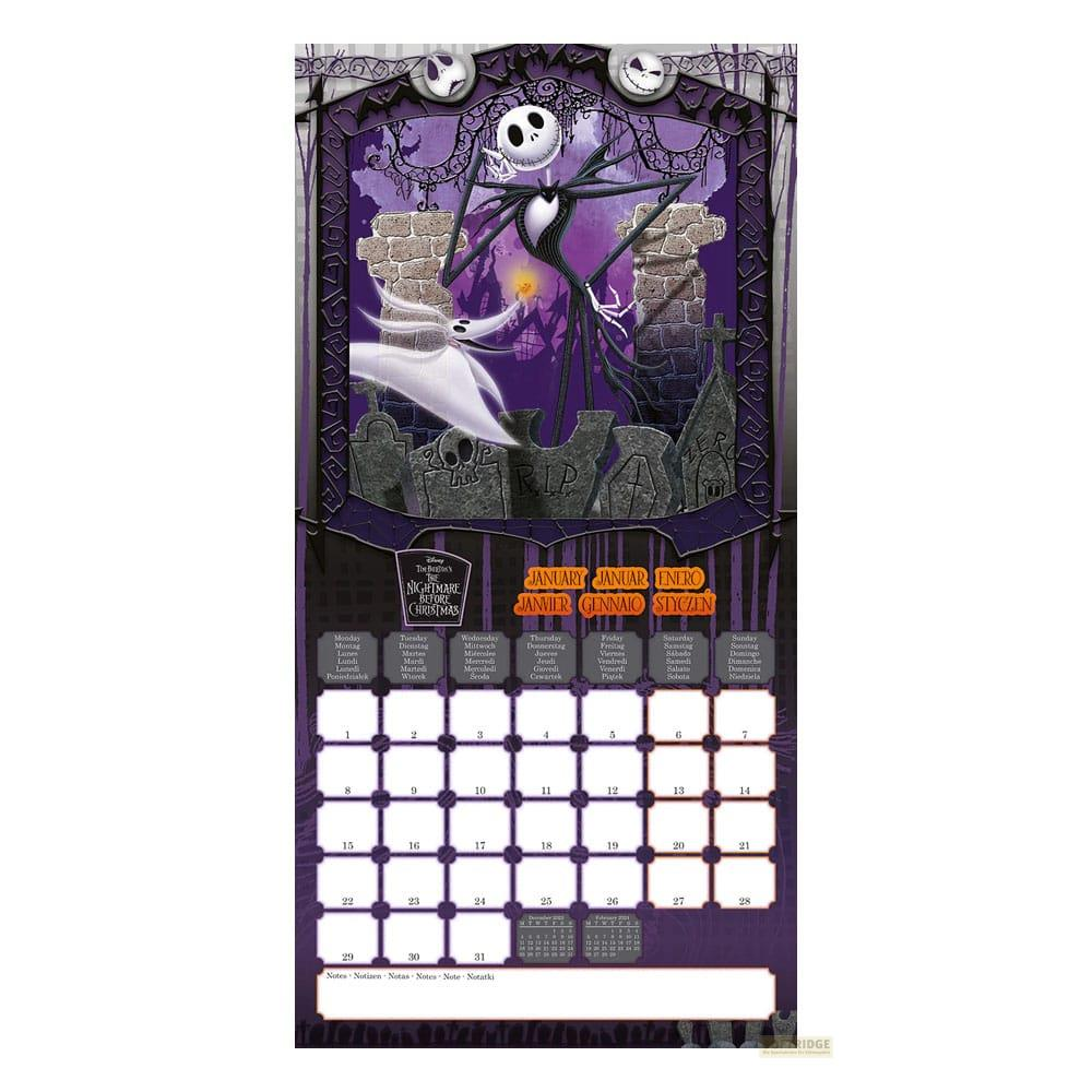 Jack Skellington de Pesadilla Antes de Navidad en una página de calendario de enero.