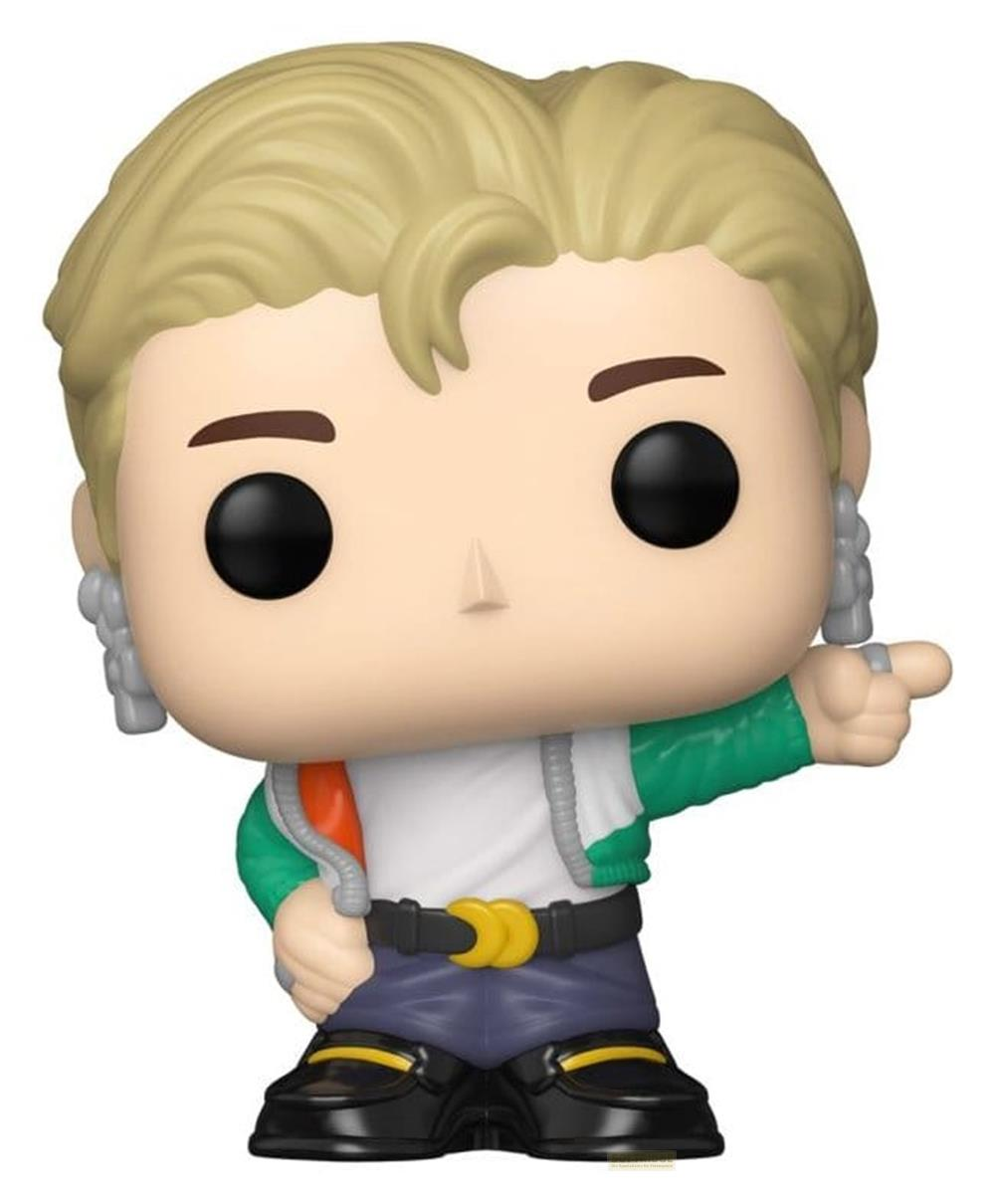 Funko Pop-Figur mit blondem Haar, grüner Jacke, blauer Hose und gelbem Gürtel.
