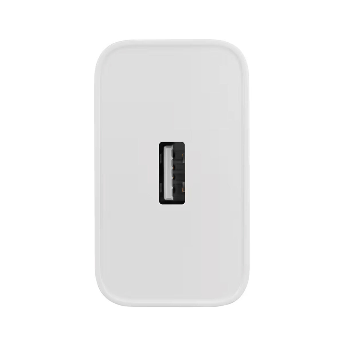 Biały adapter USB z czarnym portem pośrodku.