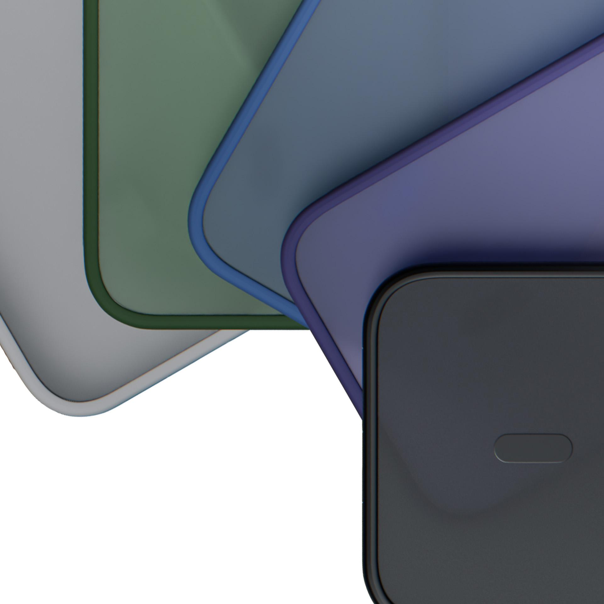 Wiele smartfonów w różnych kolorach, z zaokrąglonymi rogami.