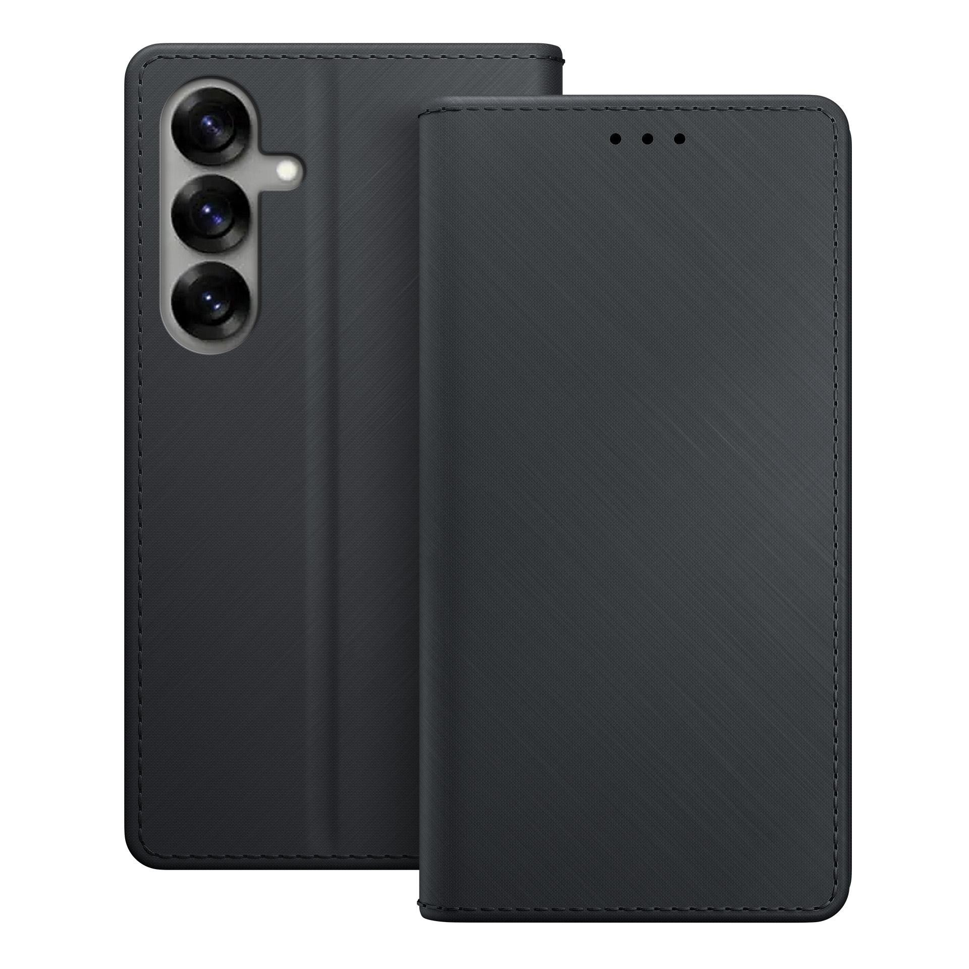 Czarne etui na telefon z trzema obiektywami i trzema kropkami.