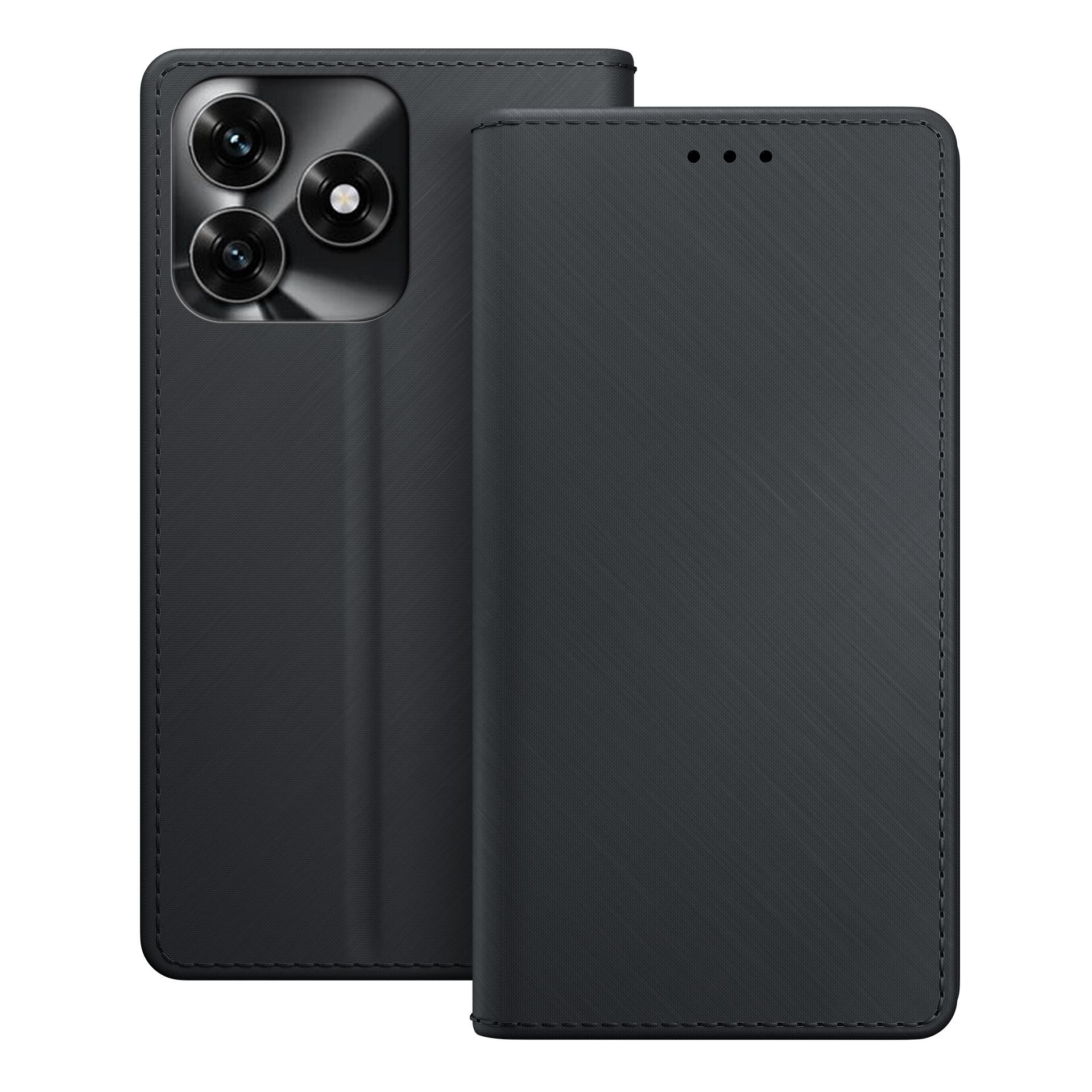 Czarne etui na telefon z trzema aparatami i trzema przednimi kropkami.