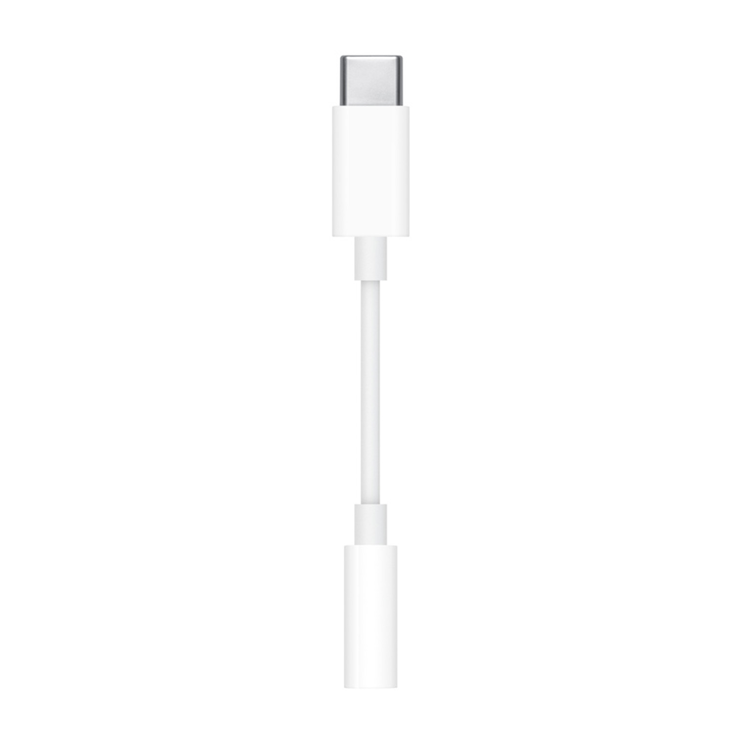 Biały adapter USB-C do gniazda słuchawkowego 3,5 mm.