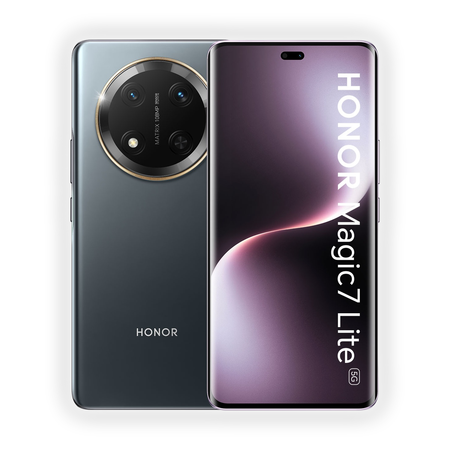 Smartfon Honor Magic 7 Lite z potrójnym tylnym aparatem, ciemnoszary.