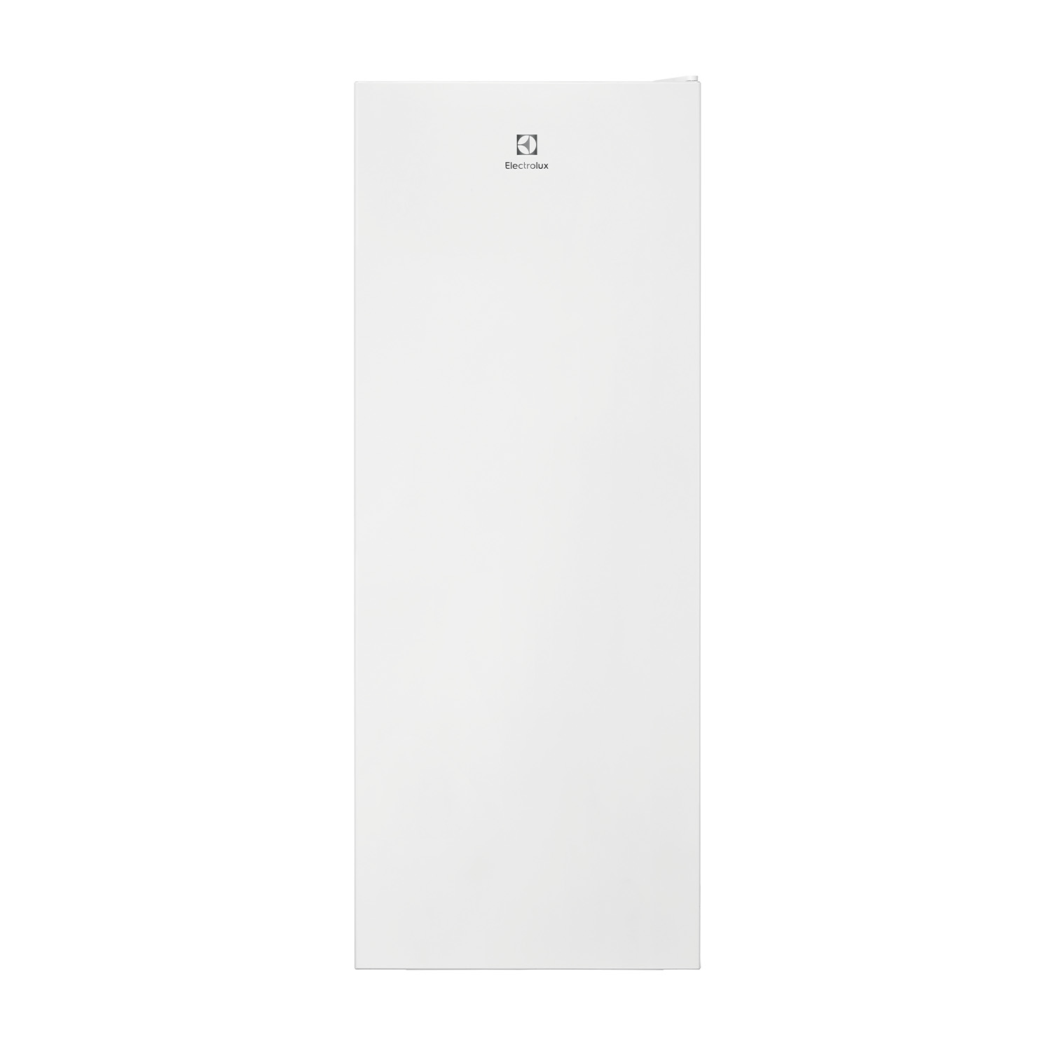 Un refrigerador blanco y vertical con el logo de Electrolux arriba a la izquierda.