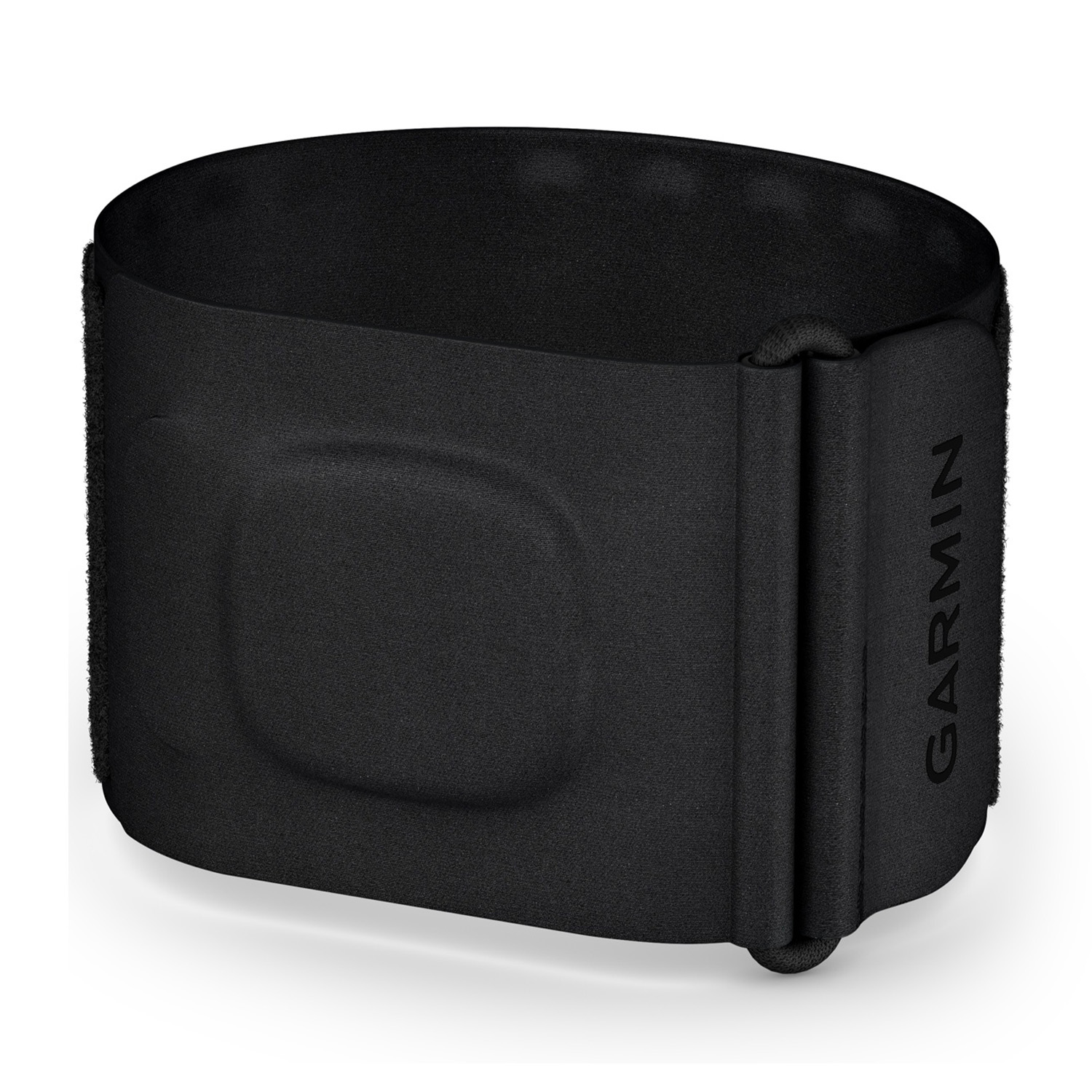 Schwarzer Garmin Herzfrequenzgurt mit verstellbarem Riemen und Klettverschluss.