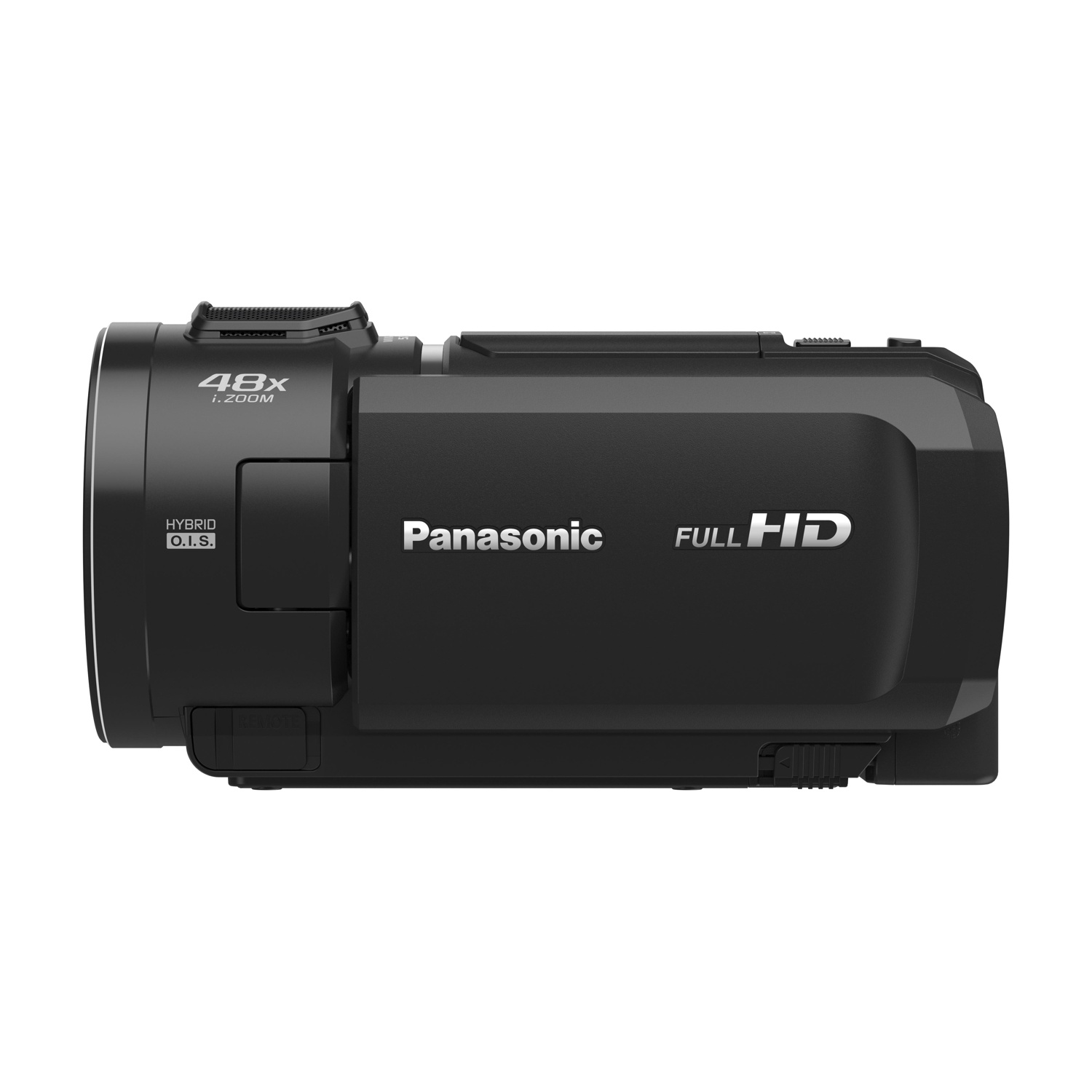 Schwarze Panasonic Full HD Camcorder mit 48x Zoom und O.I.S.