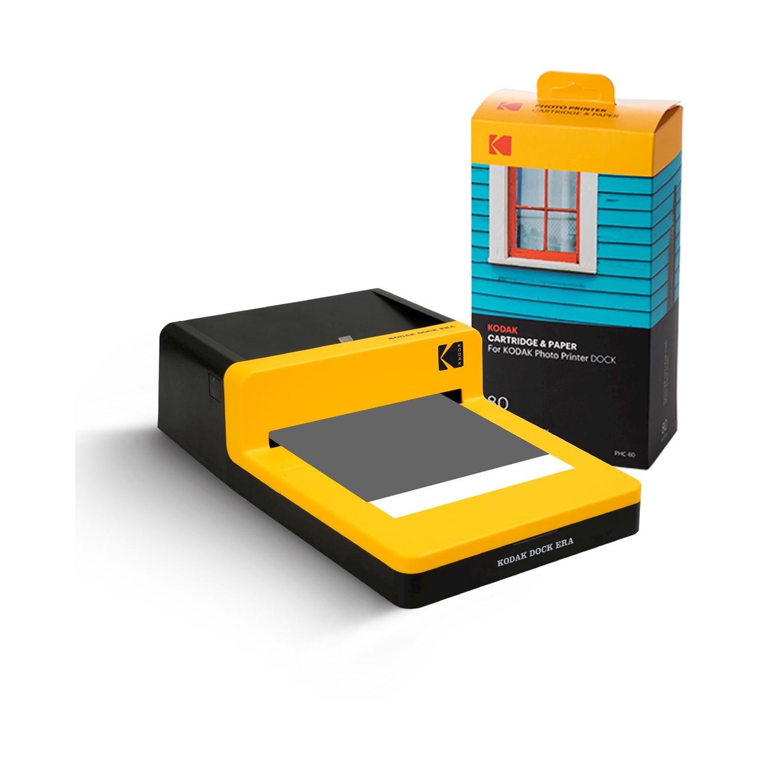 Stampante Kodak Dock Era e scatola cartucce con finestra.