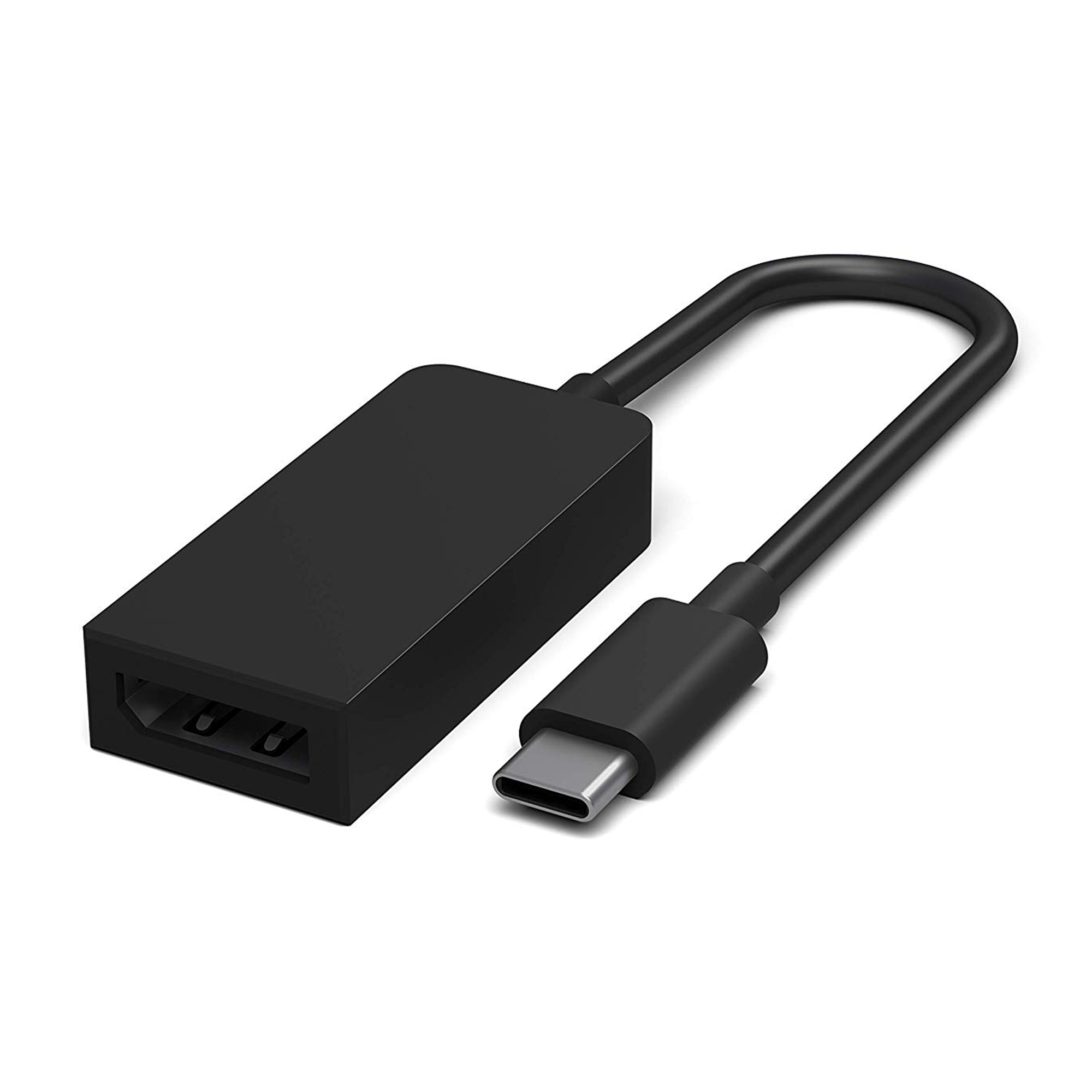 Cavo adattatore da HDMI a USB-C nero con porte visibili su sfondo bianco.