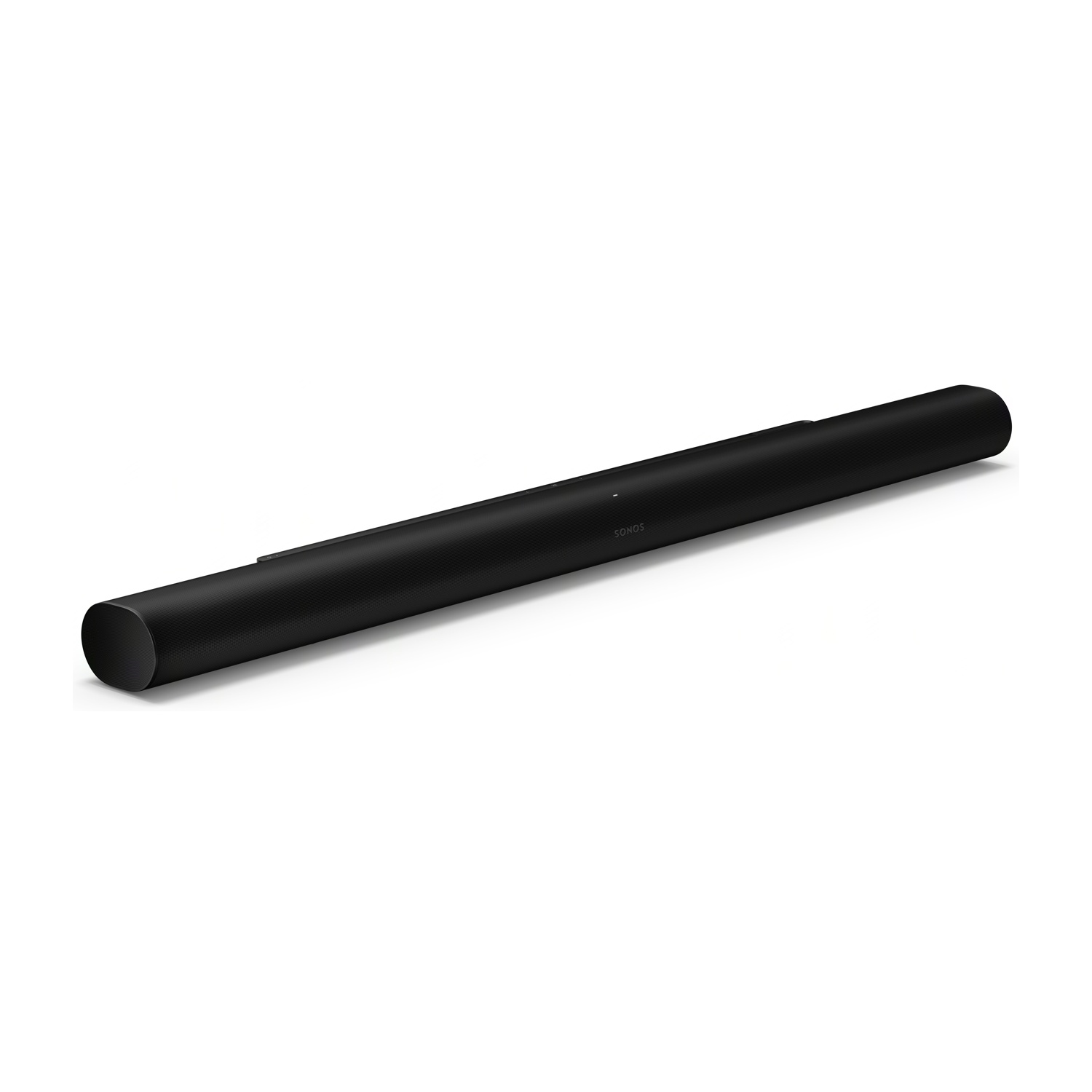 Zwarte Sonos soundbar op witte achtergrond.