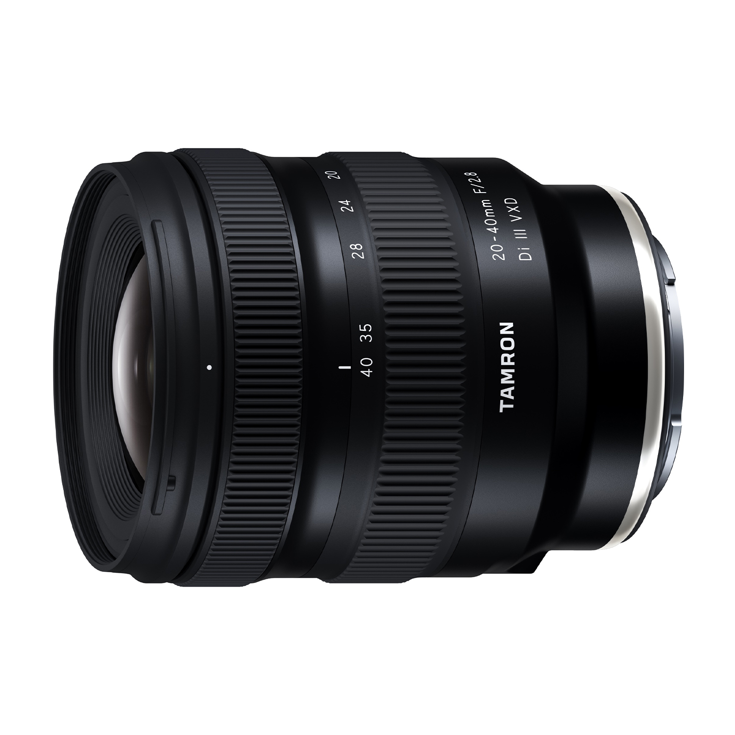 Czarny obiektyw Tamron 20-40mm F/2.8 z pierścieniem zoomu i oznaczeniami ogniskowej.
