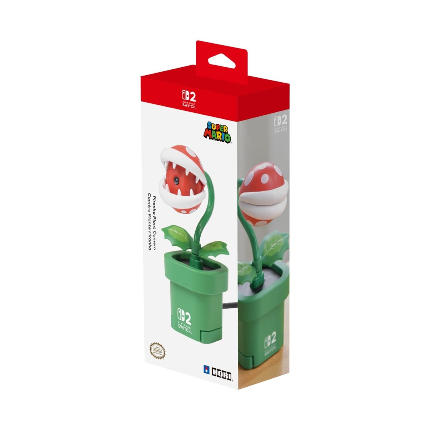 Confezione di una telecamera Piranha Plant Nintendo Switch con logo Super Mario.
