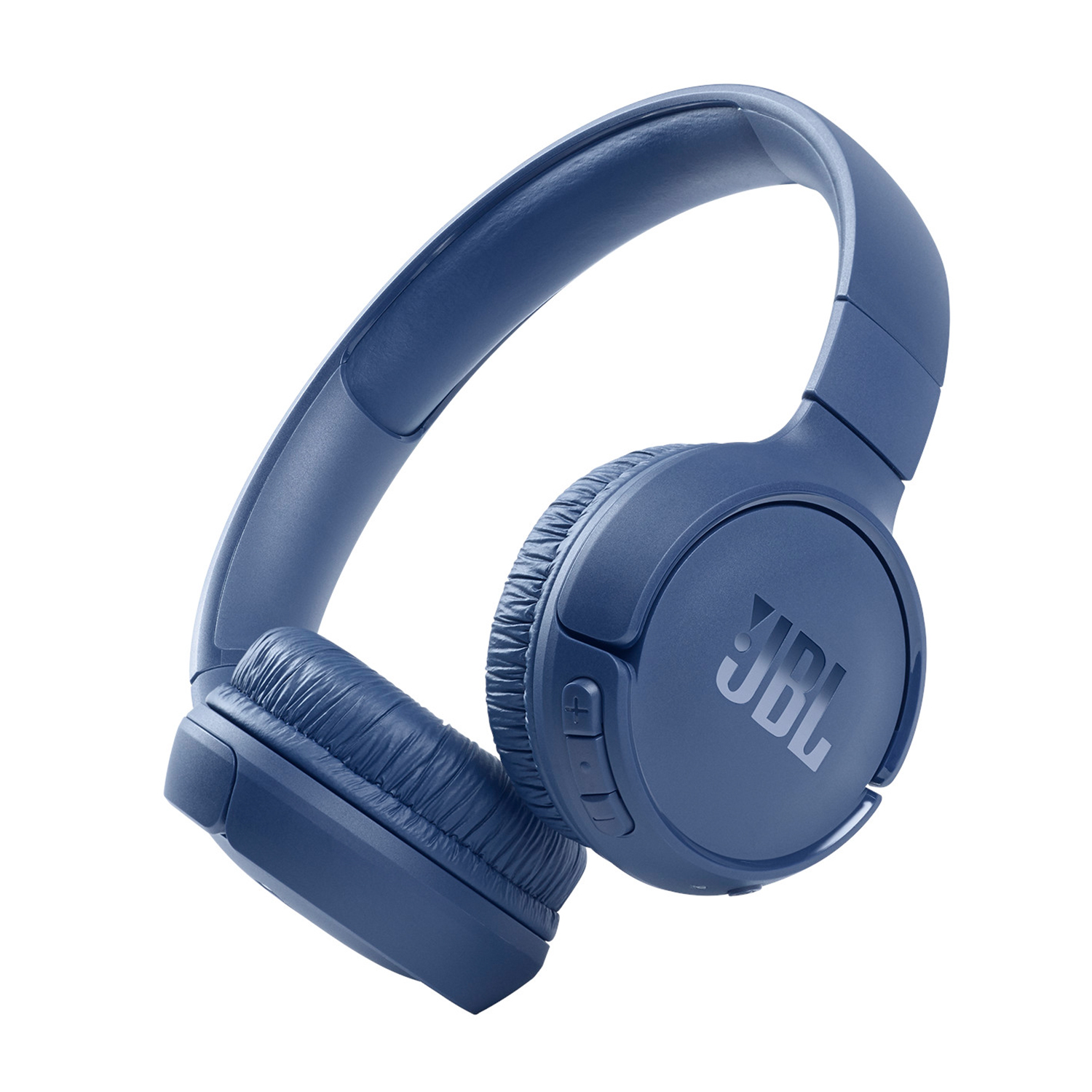 Cuffie JBL blu con padiglioni e archetto imbottiti.