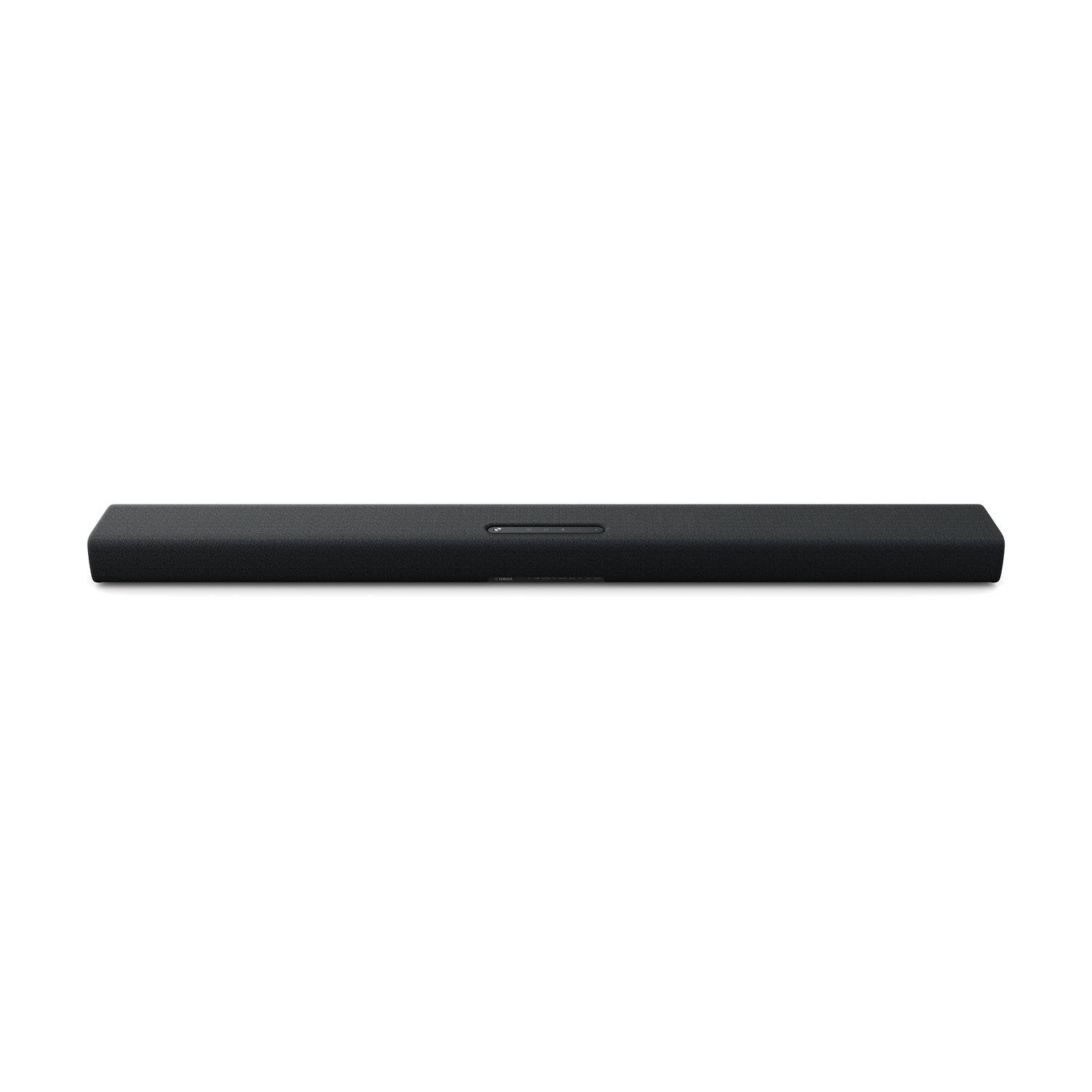 Schwarzer, schlanker Soundbar-Lautsprecher mit dezenter Bedienleiste oben.