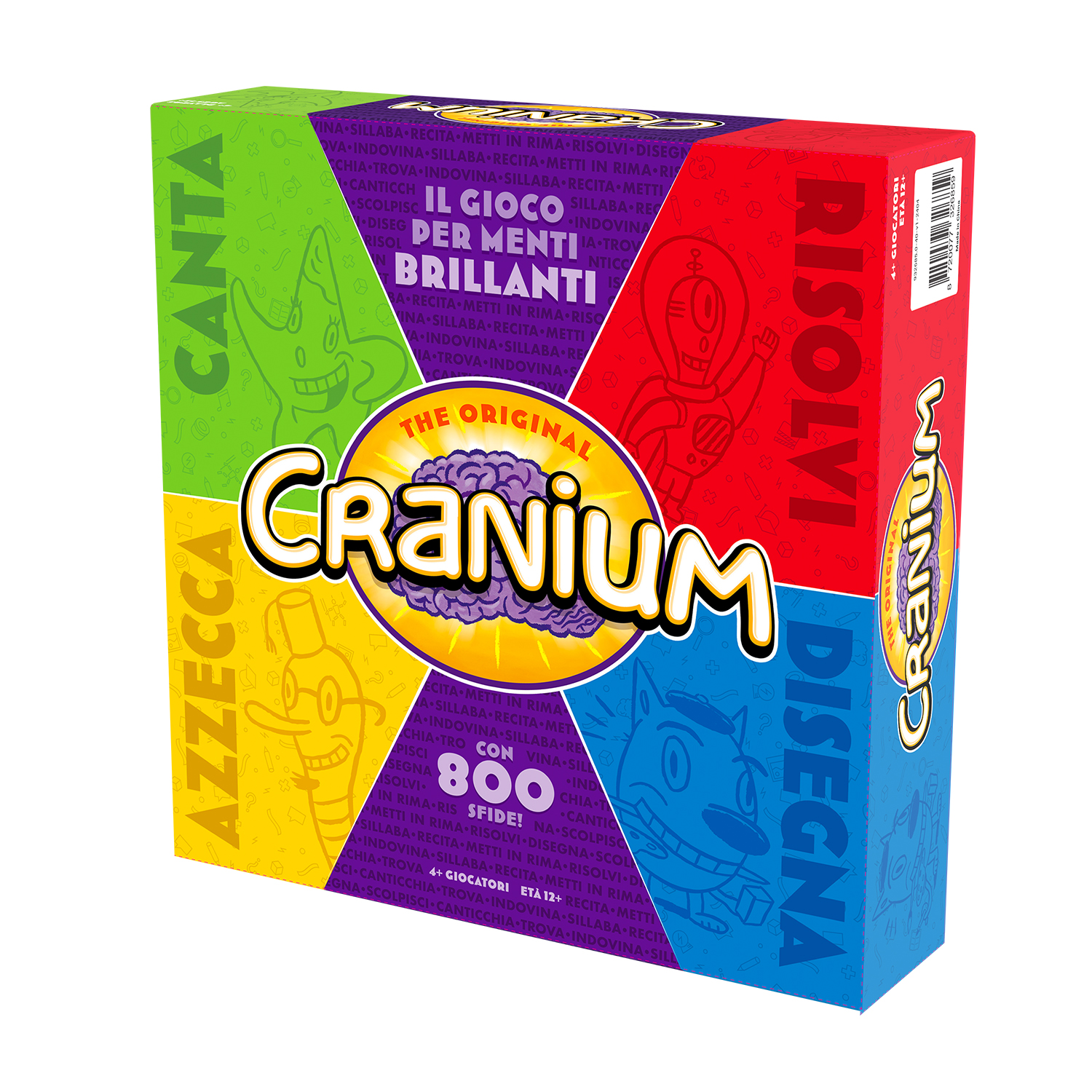 Das Spiel "Cranium" mit vier Farbquadranten: Singen, Raten, Lösen und Zeichnen.